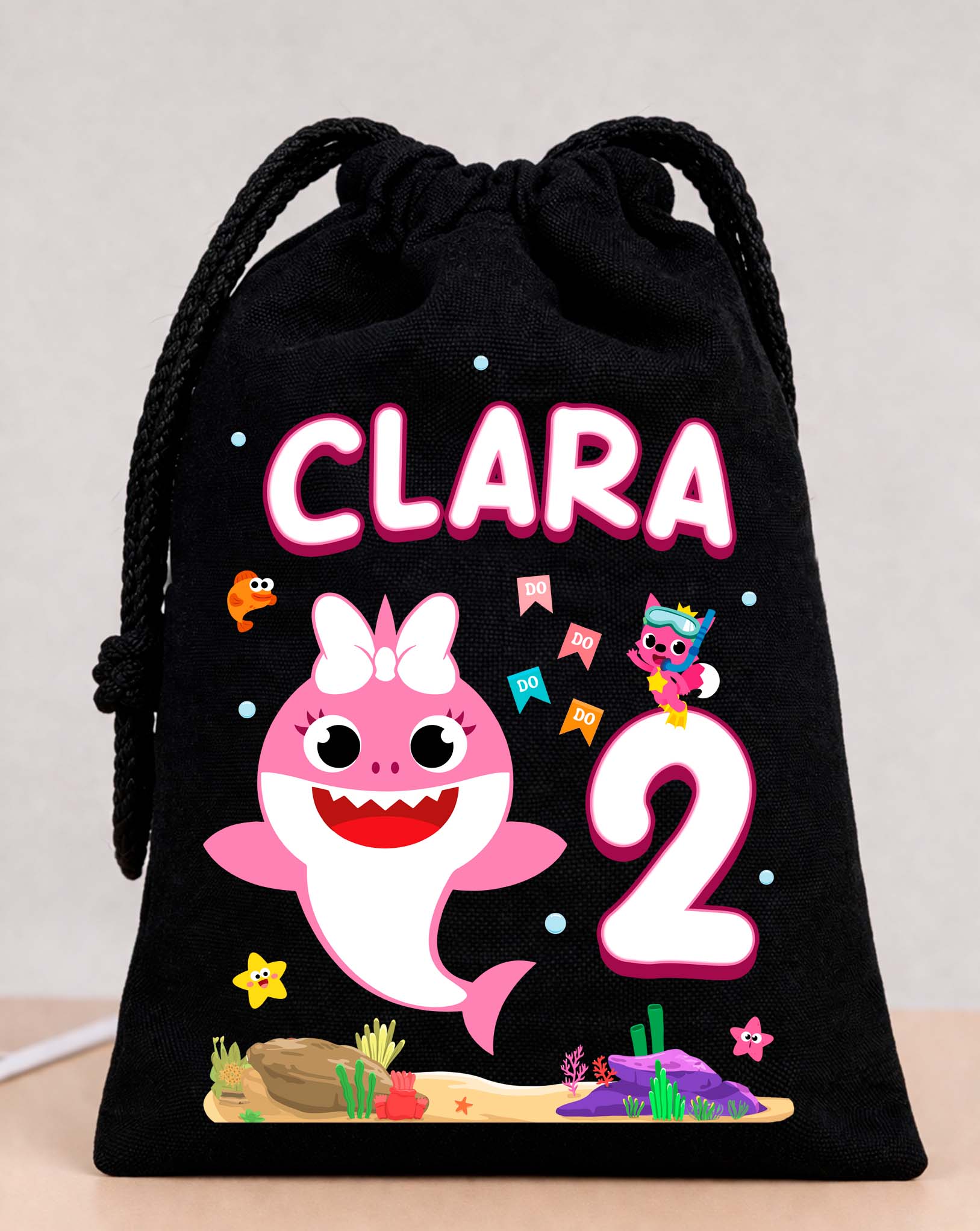 Baby Shark Girl Birthday Bags Custom Name