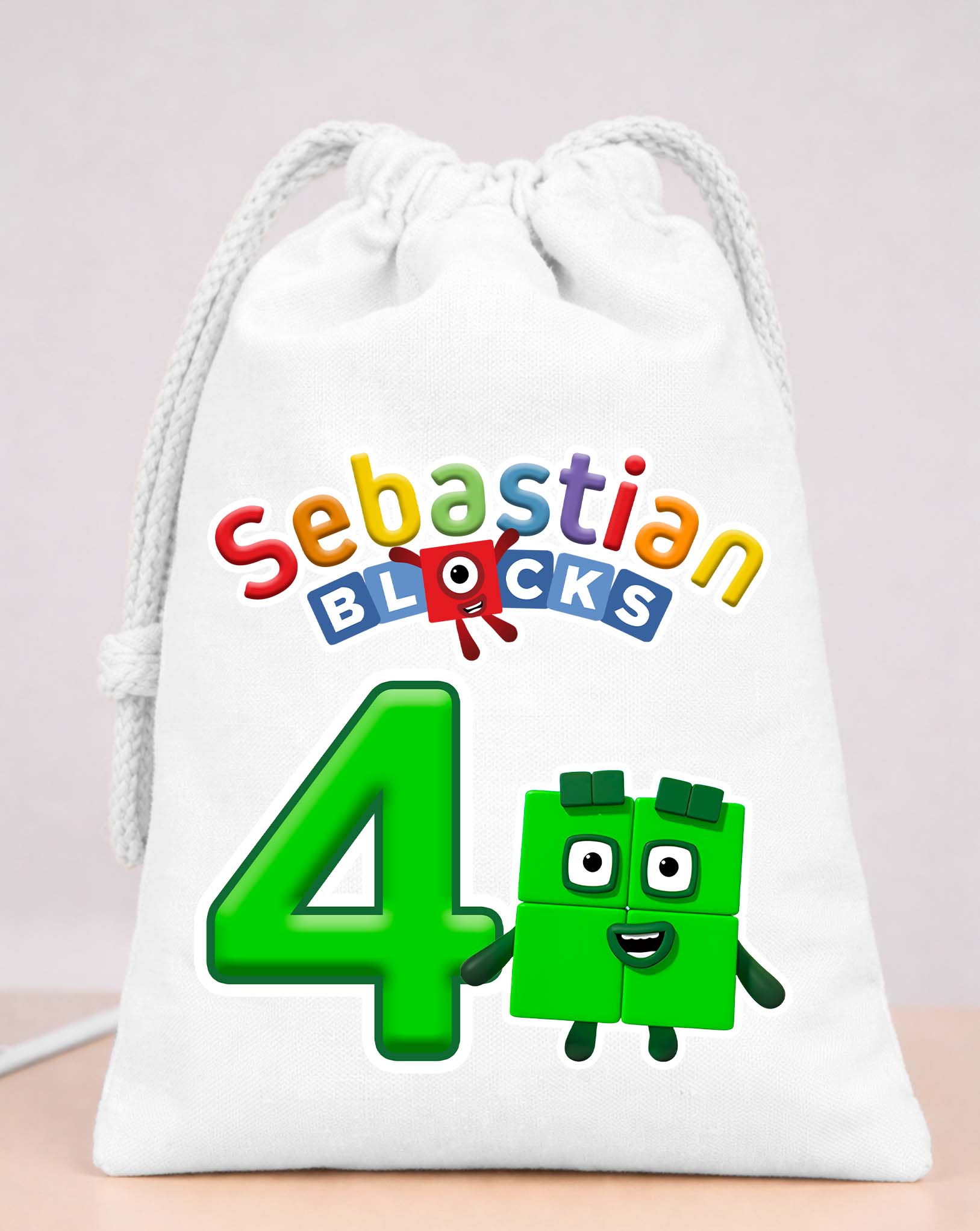 Numberblocks 4 Party Bags Custom Name