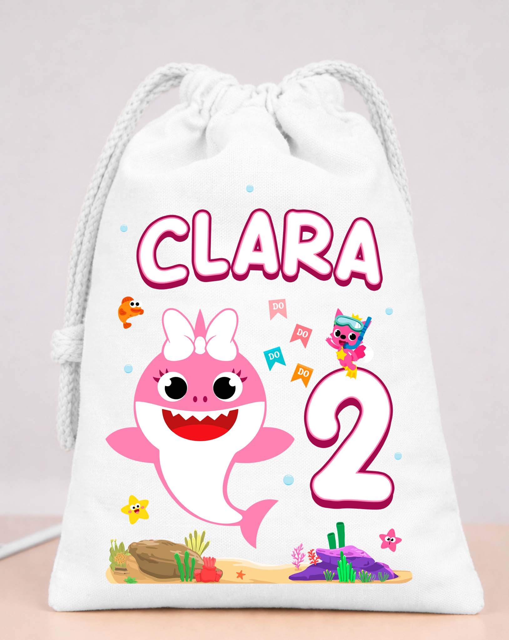 Baby Shark Girl Birthday Bags Custom Name