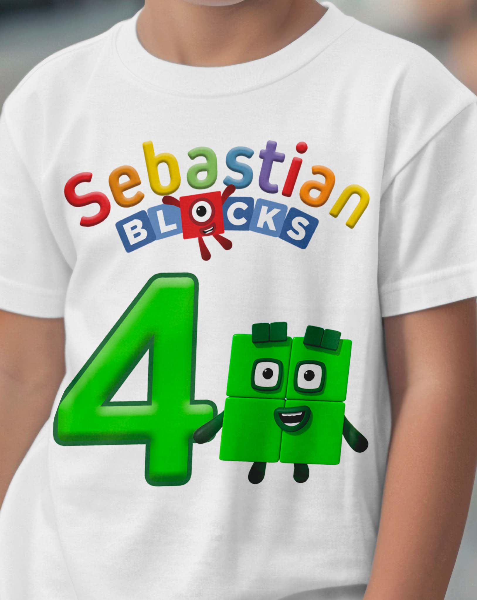 Numberblocks 4 Birthday T-Shirt with Custom Name