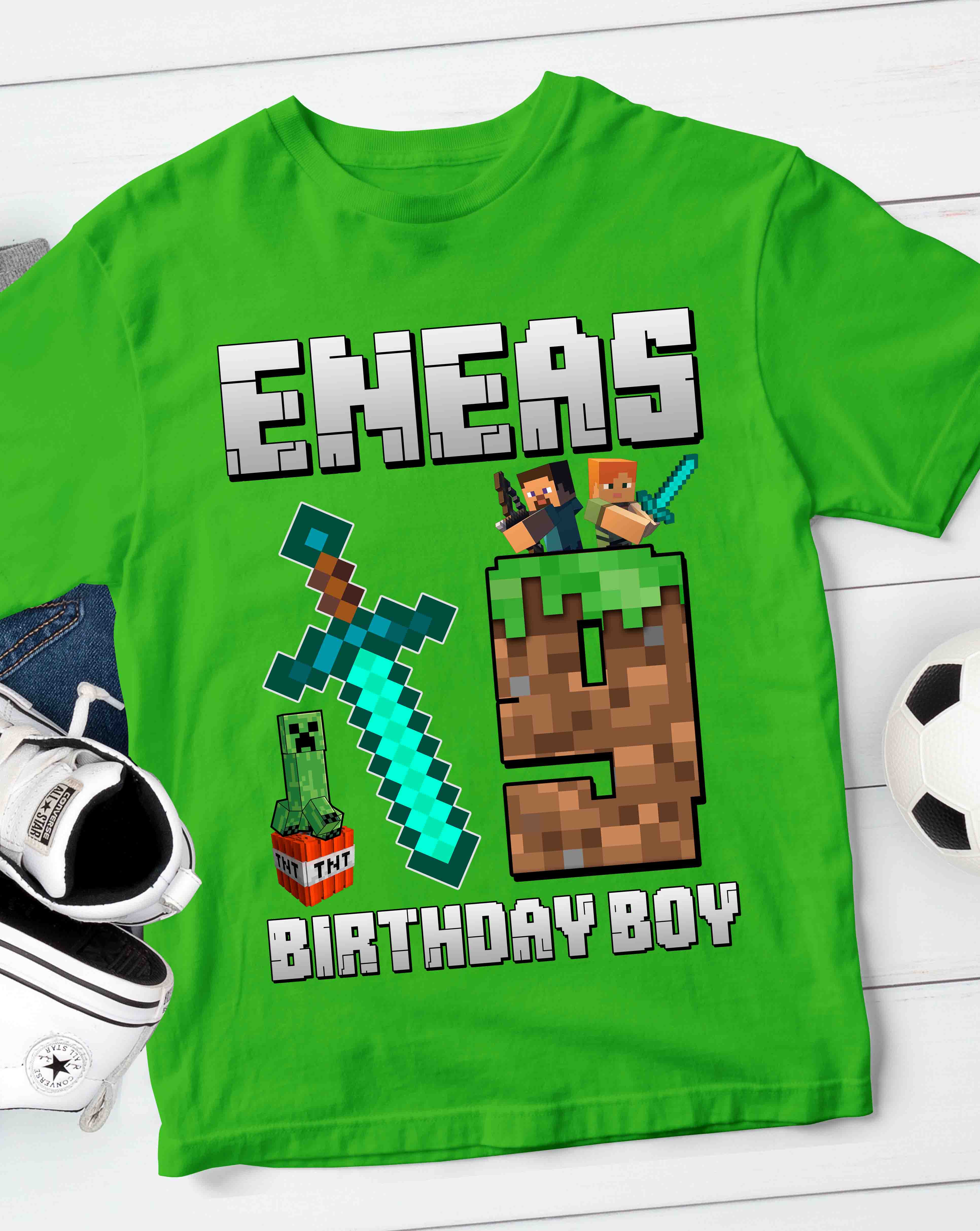 Minecraft Birthday Shirt Custom Name