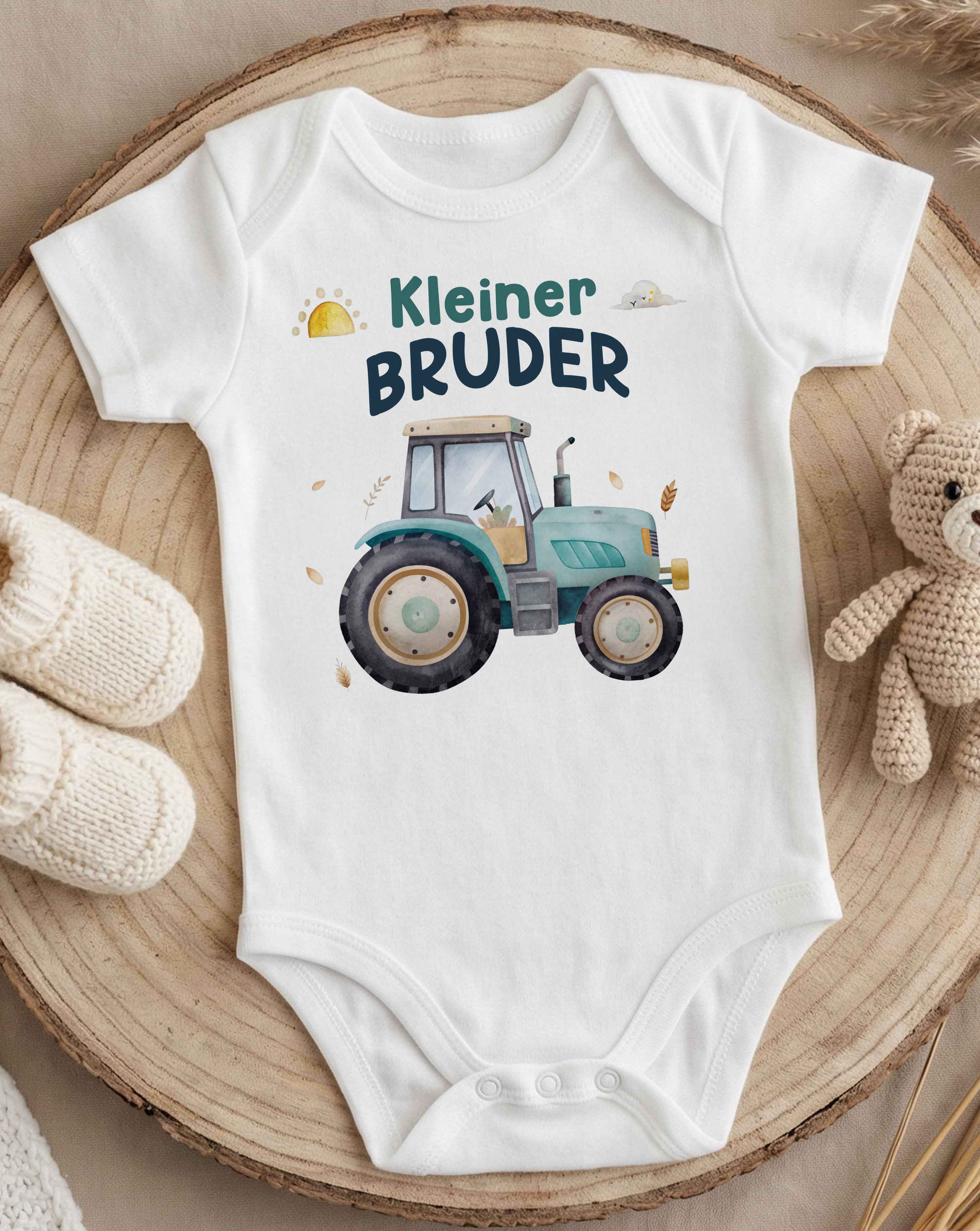 Personalized Big Brother Little Brother Tractor Outfit, Baby Announcement Bodysuit