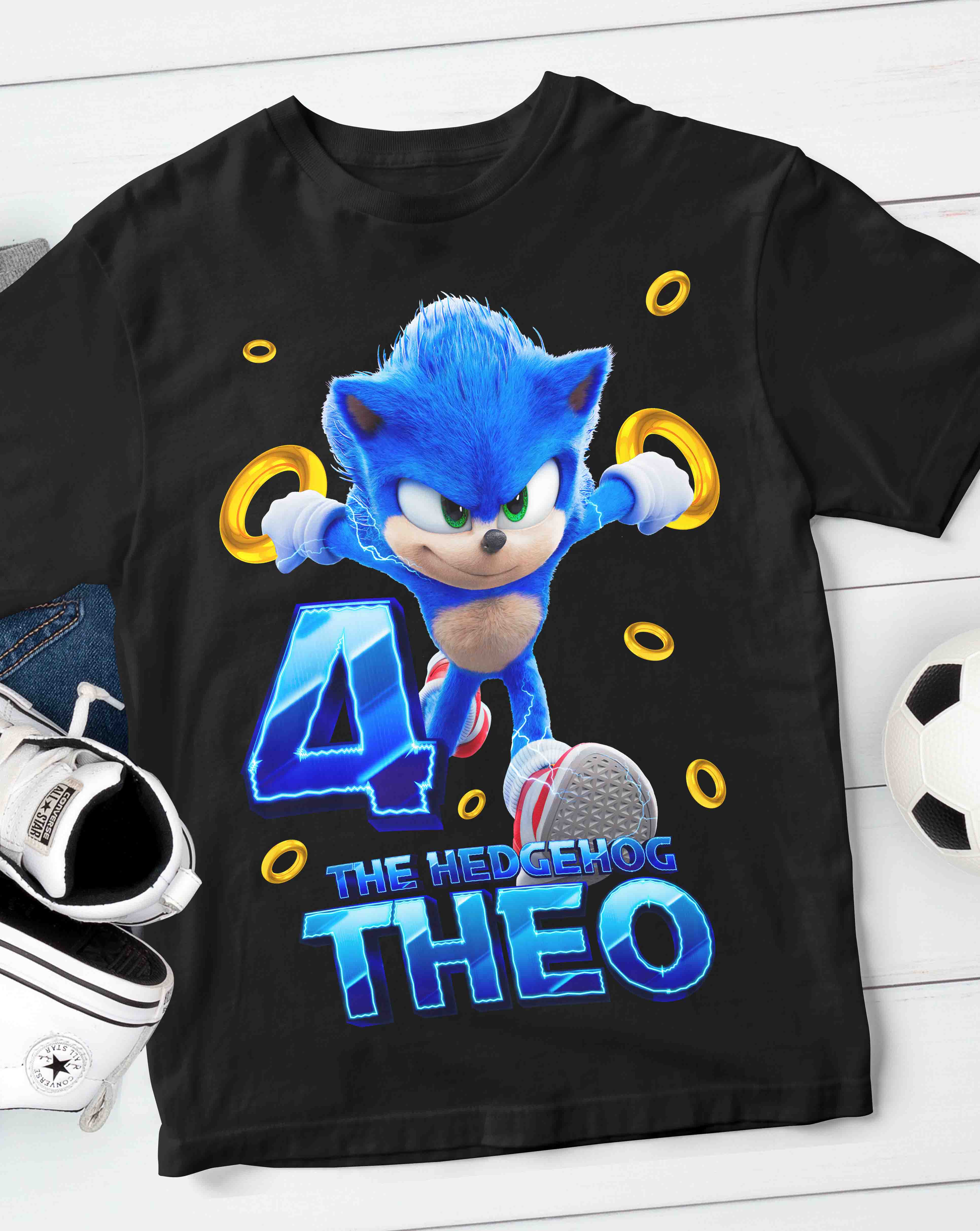 Sonic Birthday T-Shirt with Custom Name