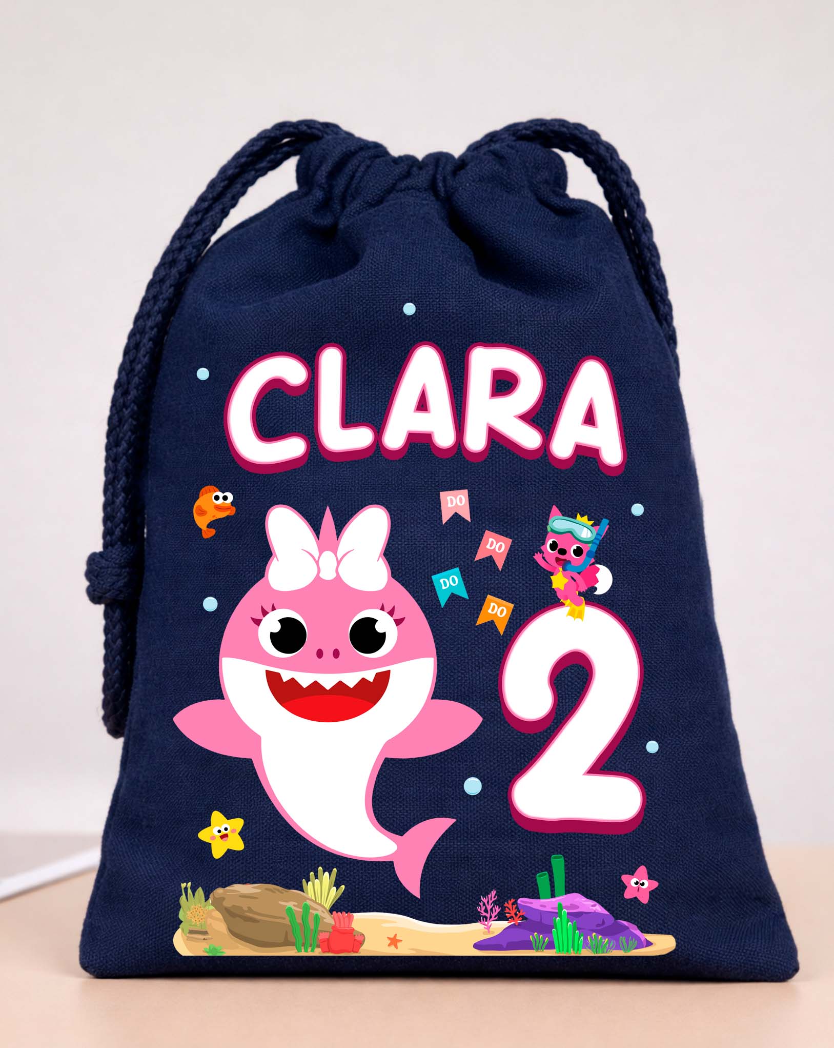 Baby Shark Girl Birthday Bags Custom Name