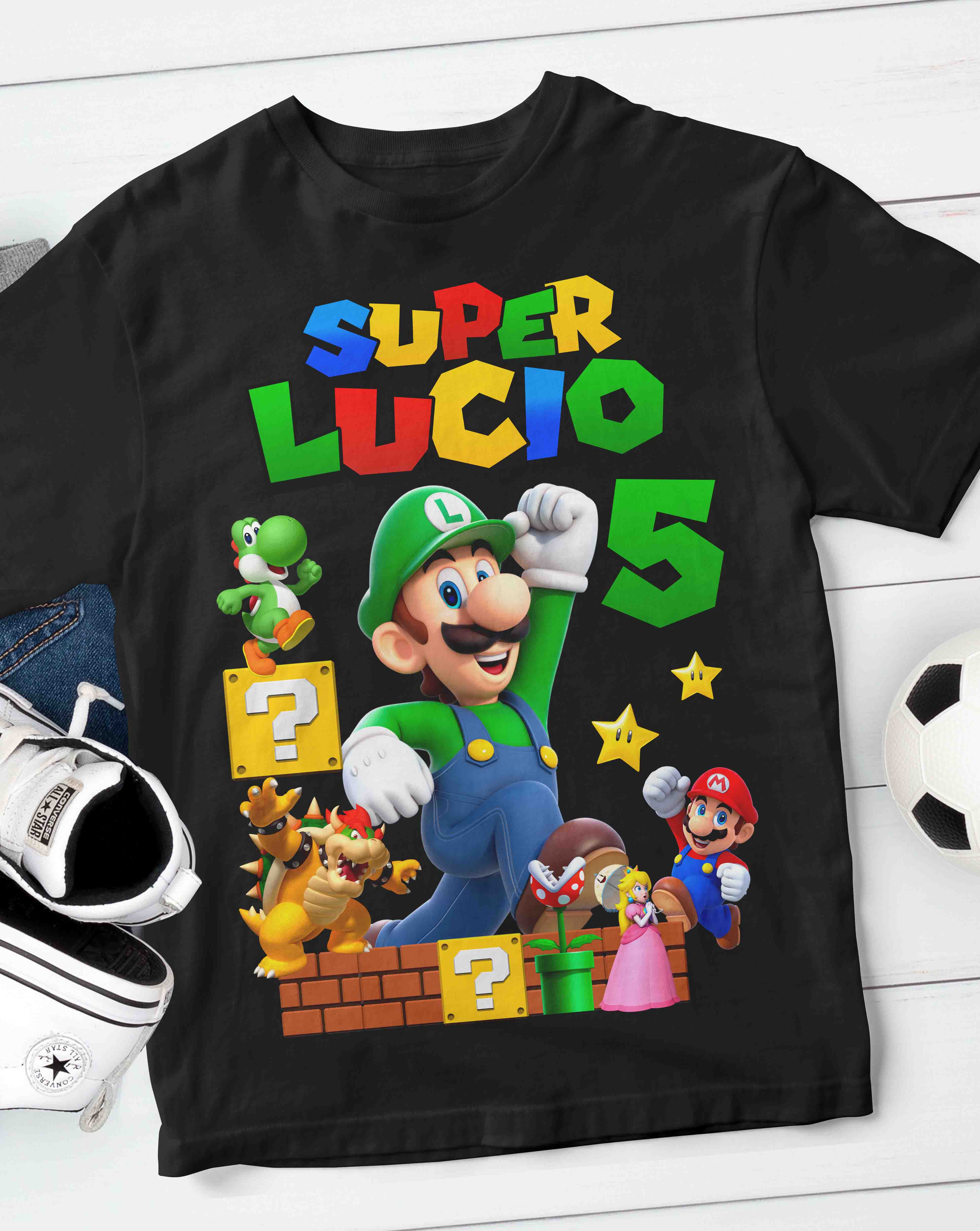 Super Luigi Shirt with Custom Name 2 Sides