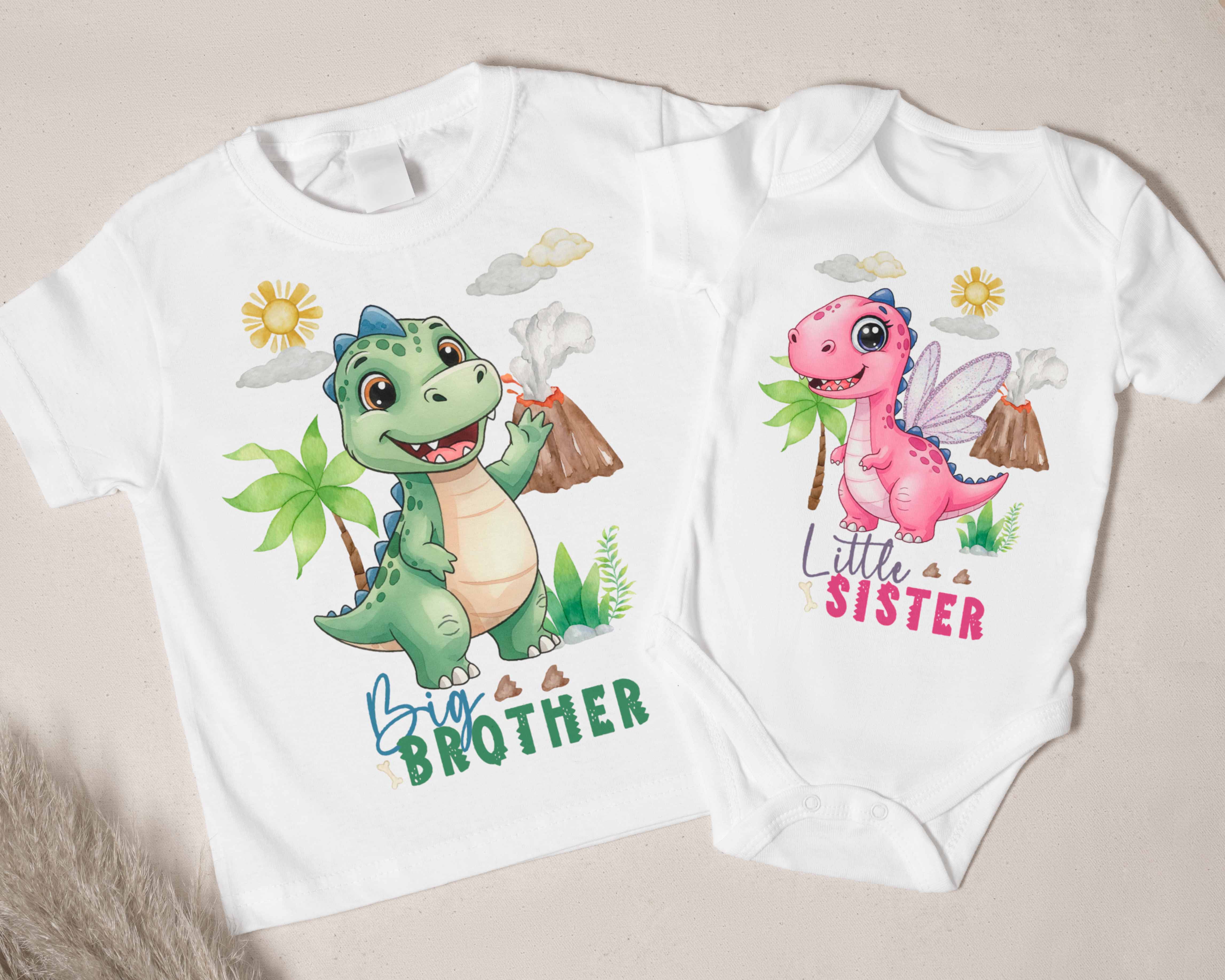 Dinosaur Big Brother / Little Sister, Matching Outfit