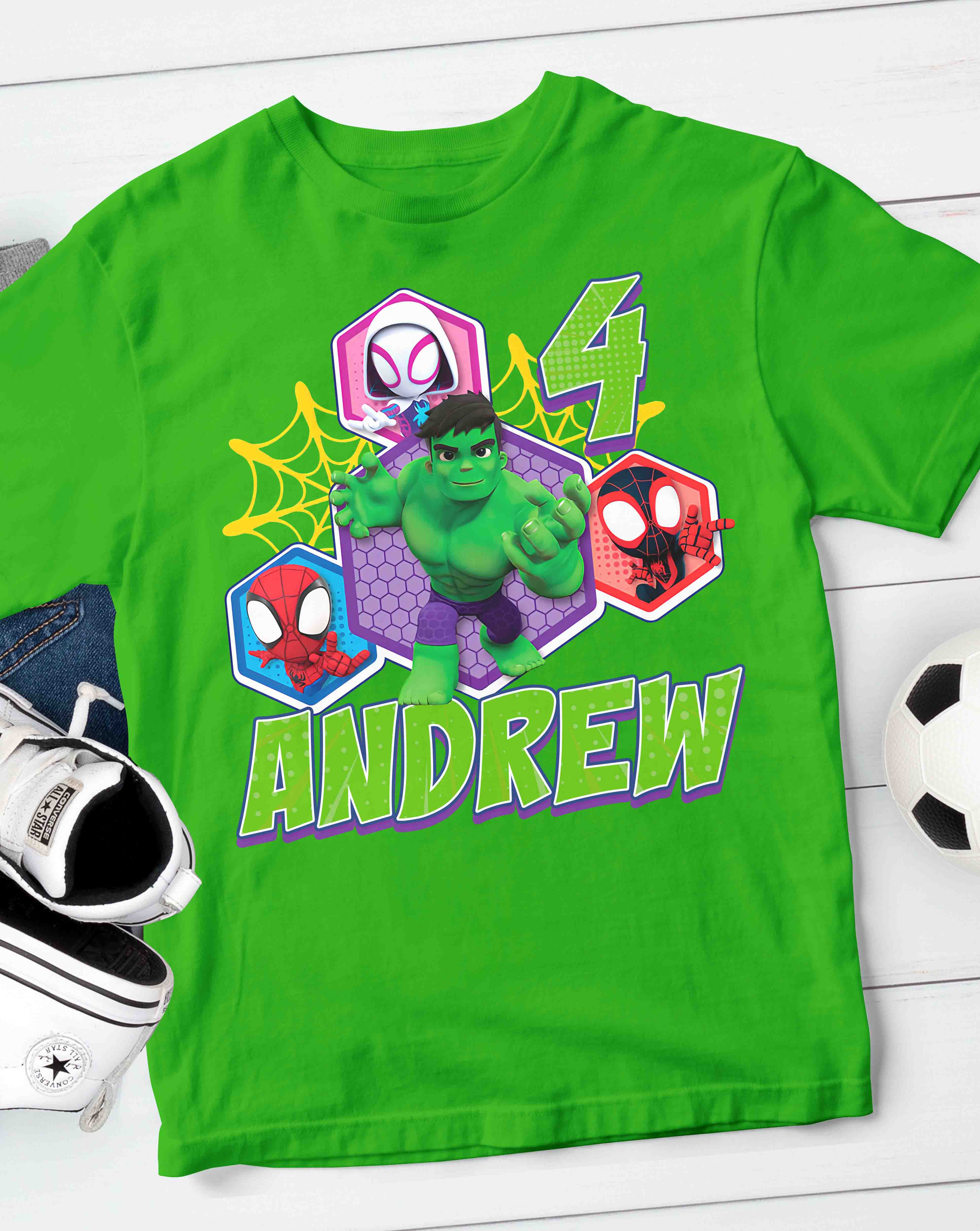Hulk Team Up Birthday T-Shirt with Custom Name 