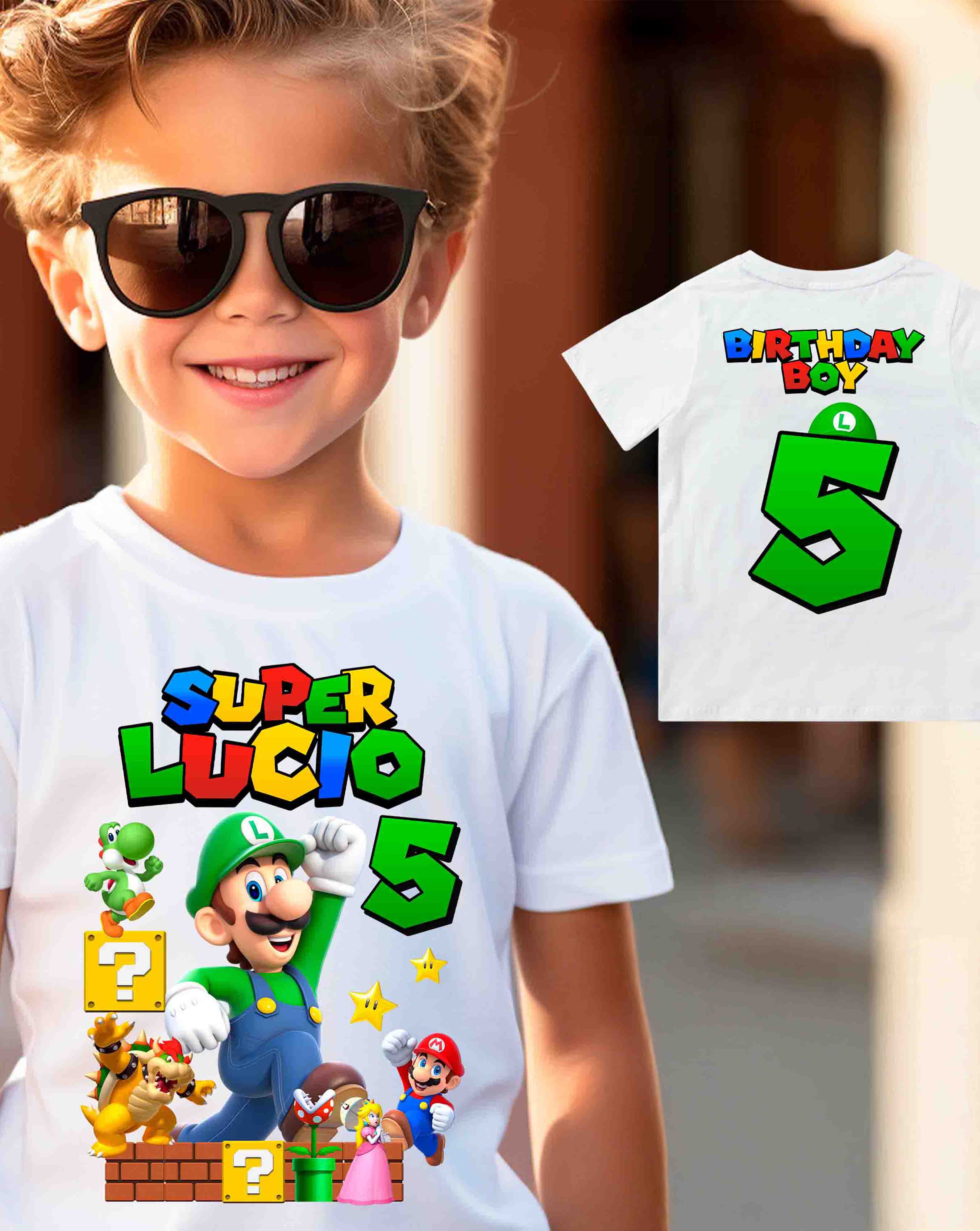 Super Luigi Shirt with Custom Name 2 Sides