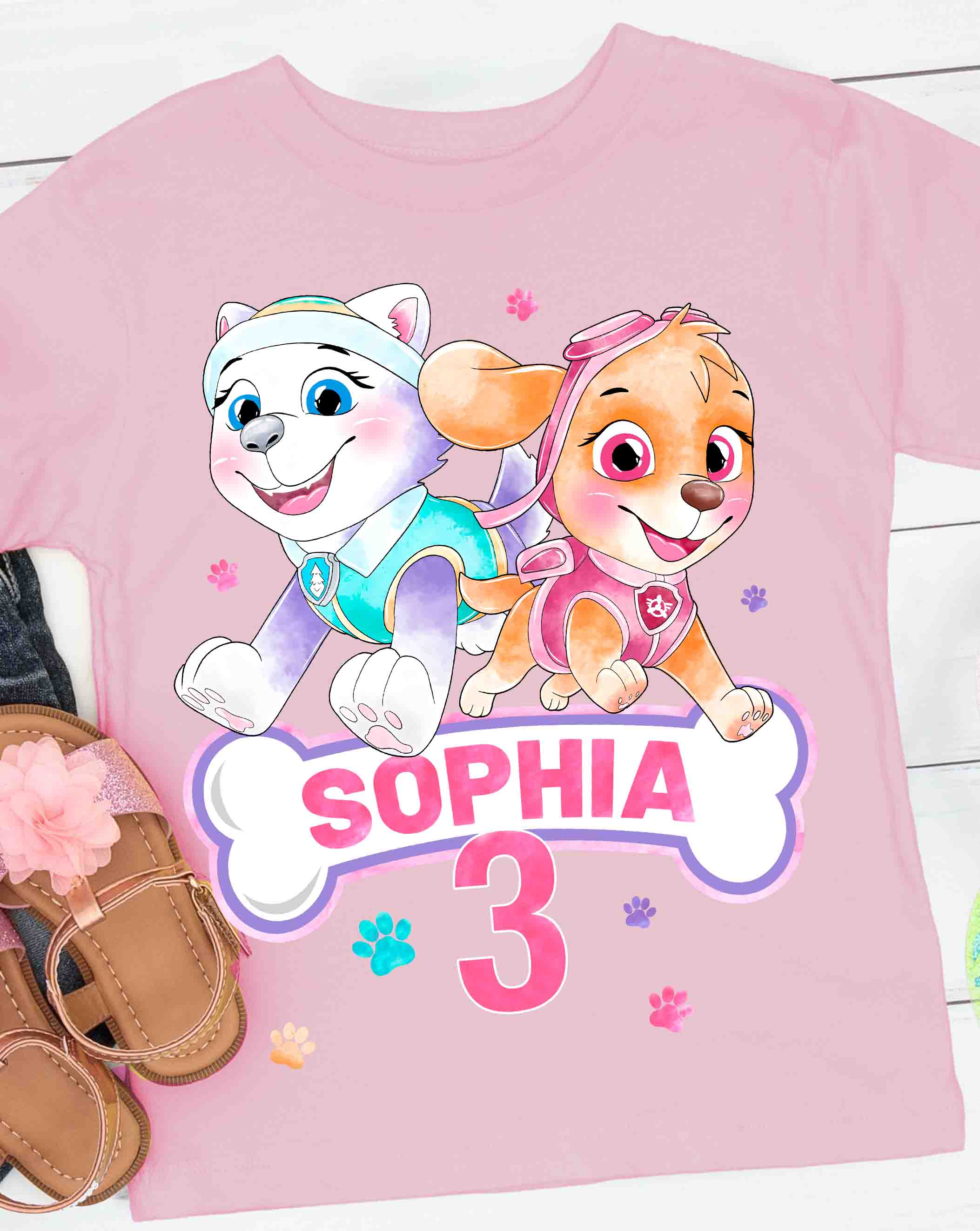 Skye Everest Paw Patrol Birthday T-Shirt with Custom Name