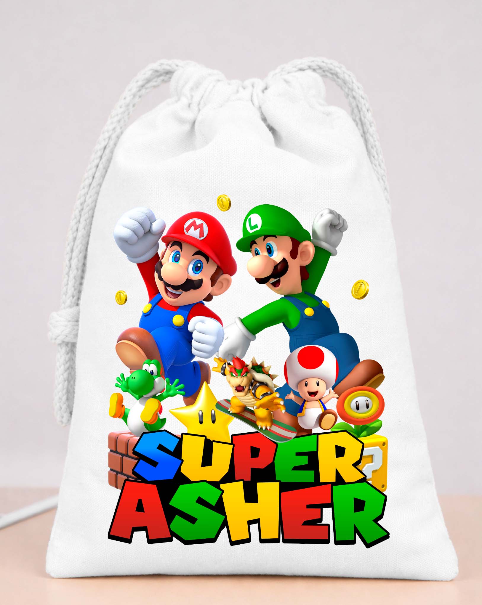 Super Mario Party Bags Custom Name 