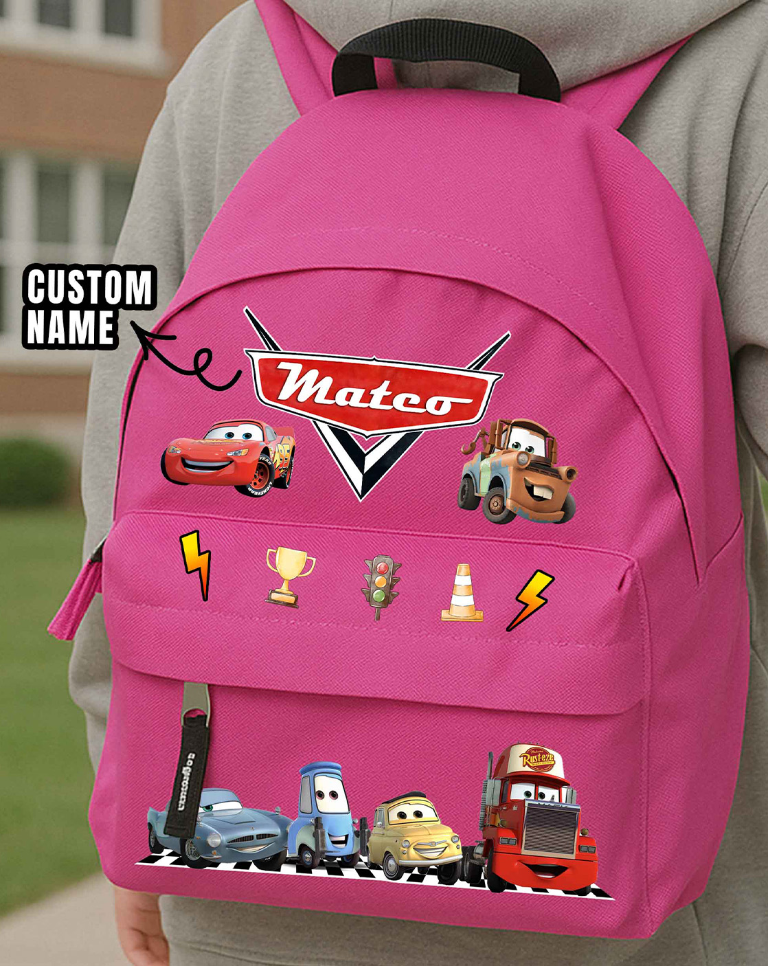 Cars School Backpack with Name