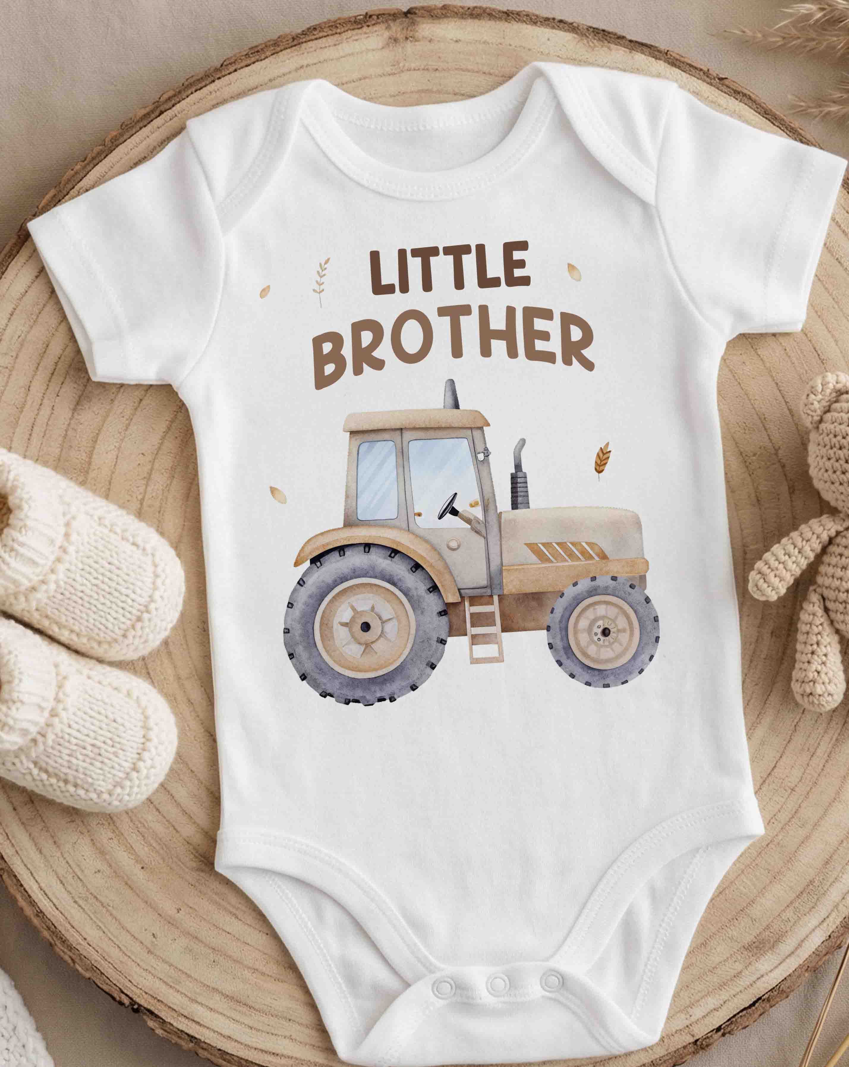 Personalized Big Brother Little Brother Tractor Shirt Set, Custom Sibling Outfit, Baby Announcement Bodysuit, Farm Brother Matching Shirts