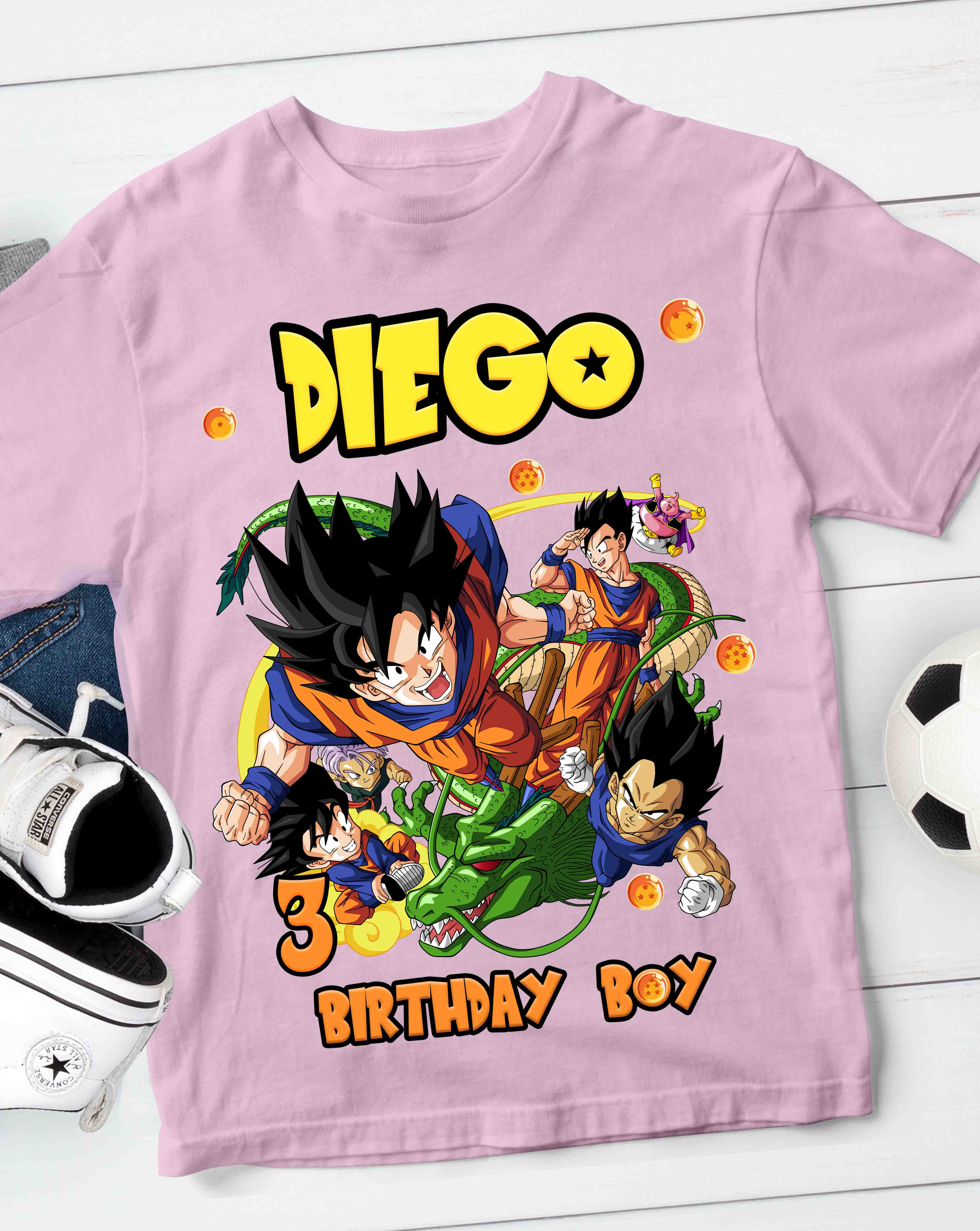 Dragon Ball Birthday T-Shirt with Custom Name