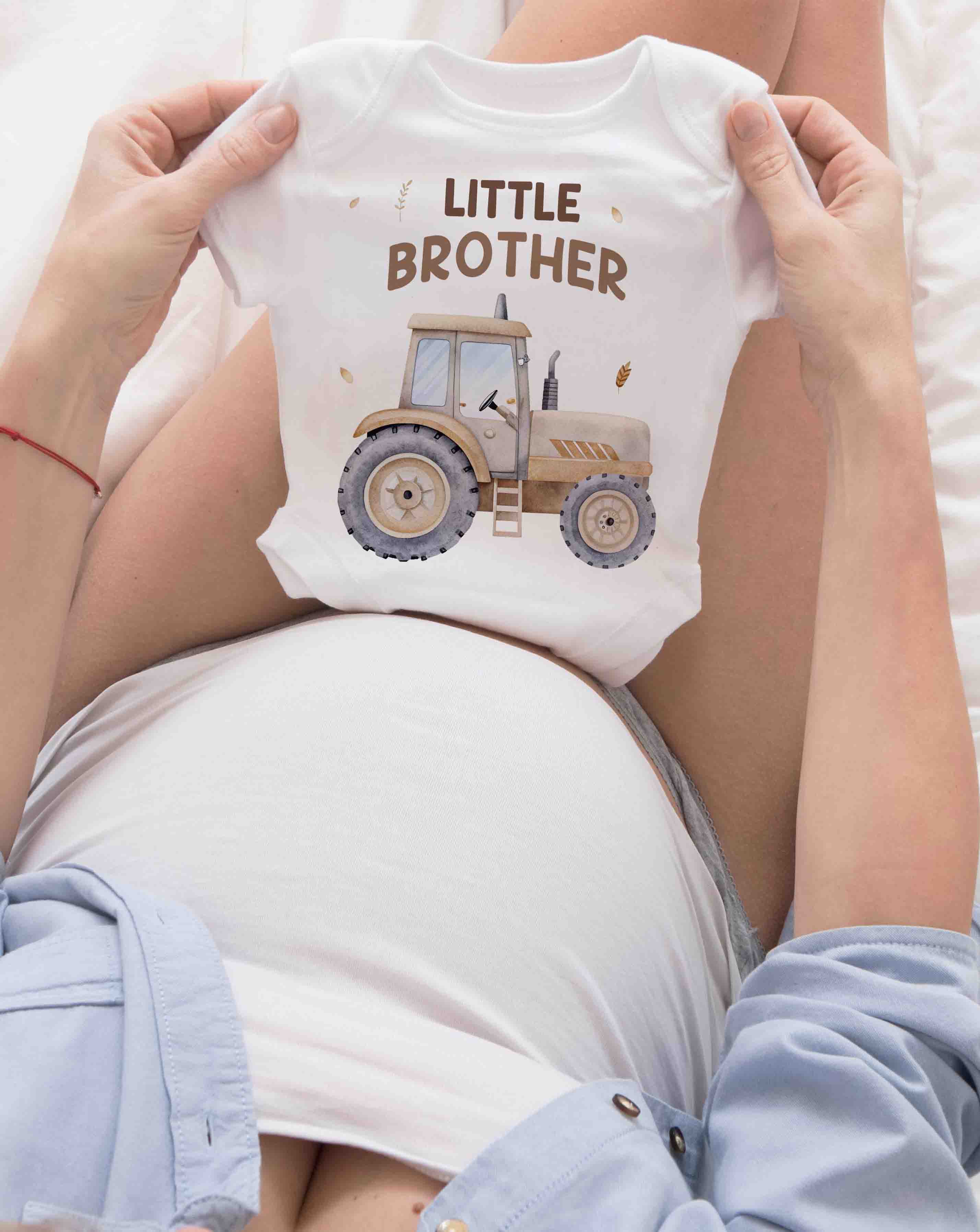 Personalized Big Brother Little Brother Tractor Shirt Set, Custom Sibling Outfit, Baby Announcement Bodysuit, Farm Brother Matching Shirts