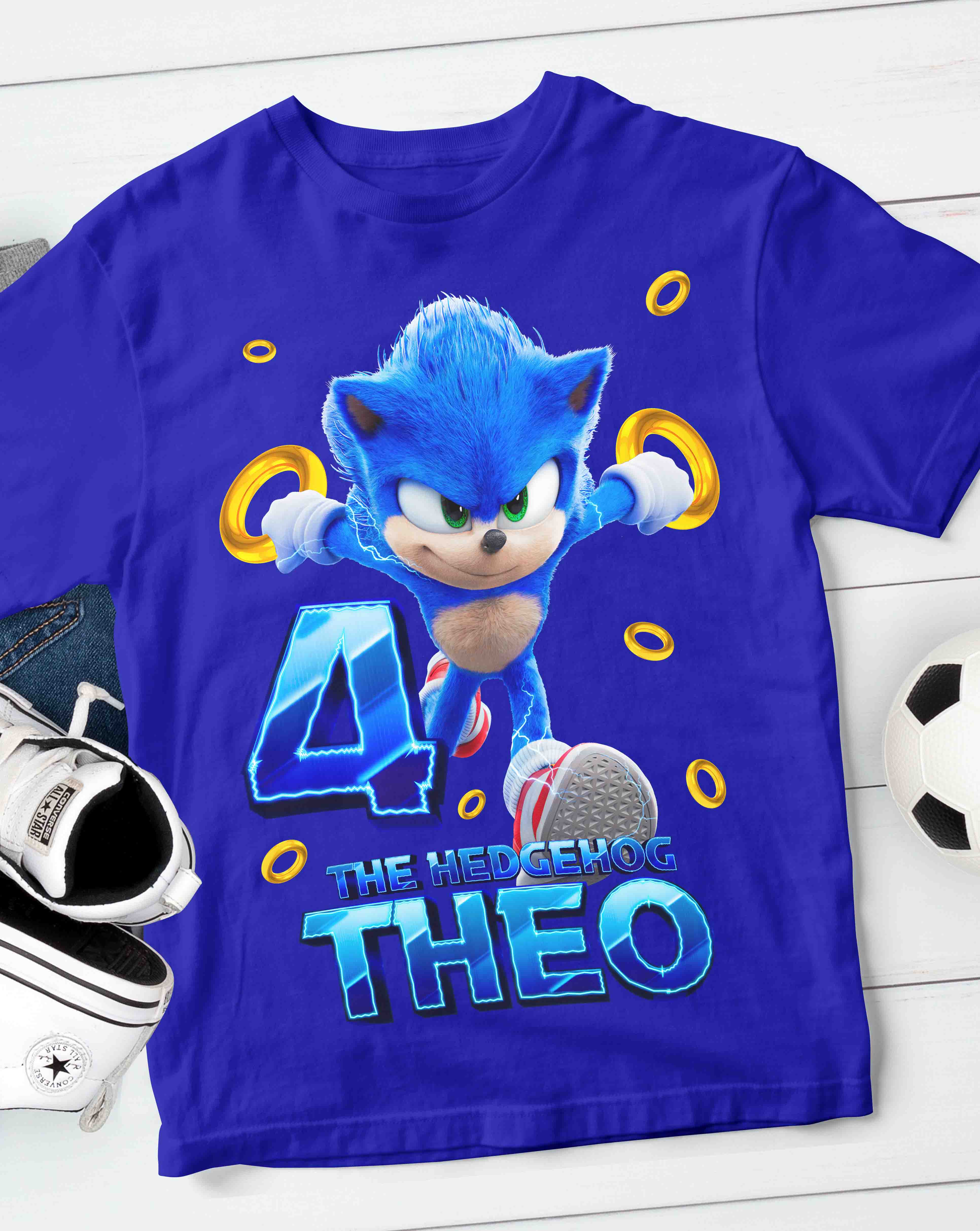 Sonic Birthday T-Shirt with Custom Name 