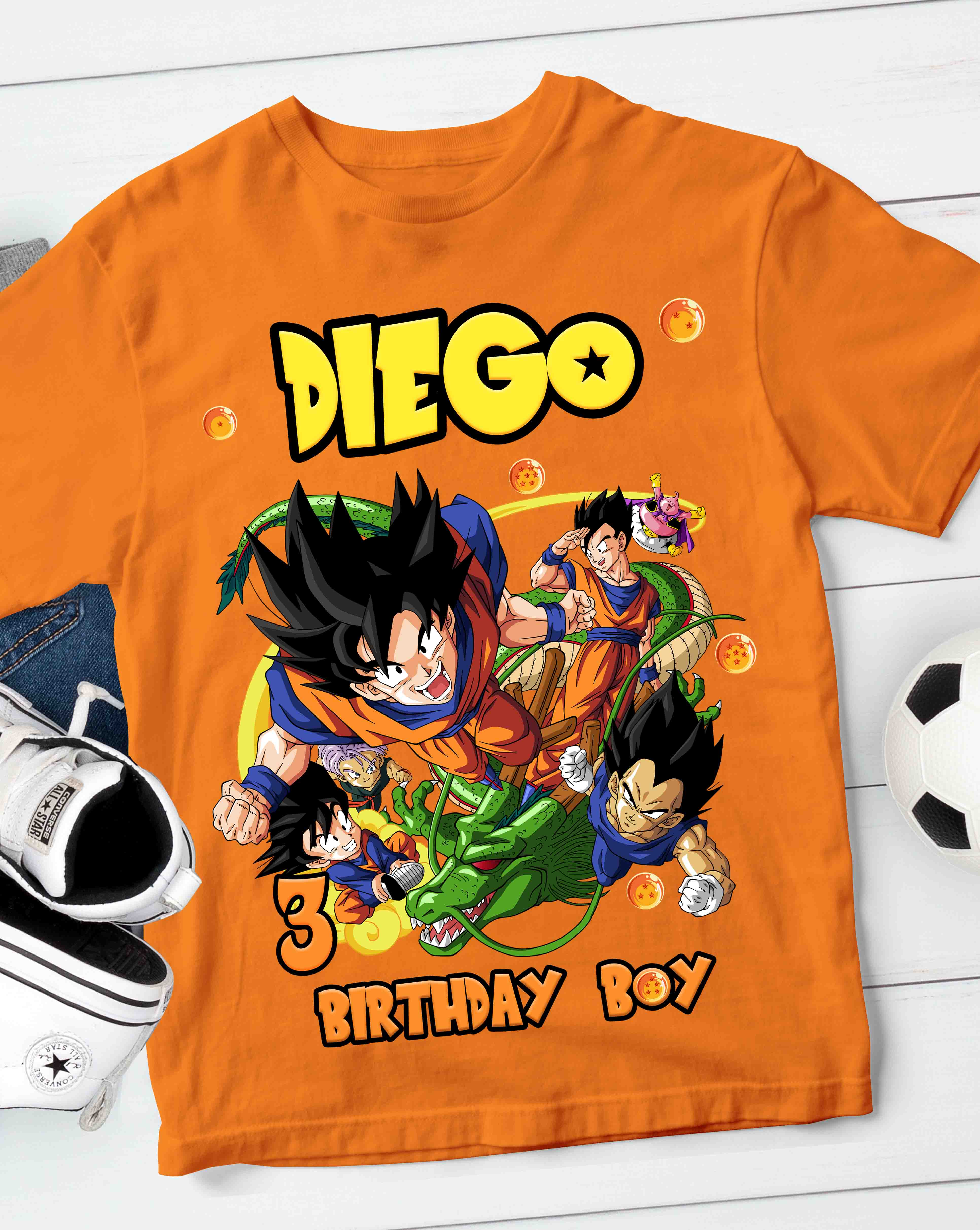 Dragon Ball Birthday T-Shirt with Custom Name