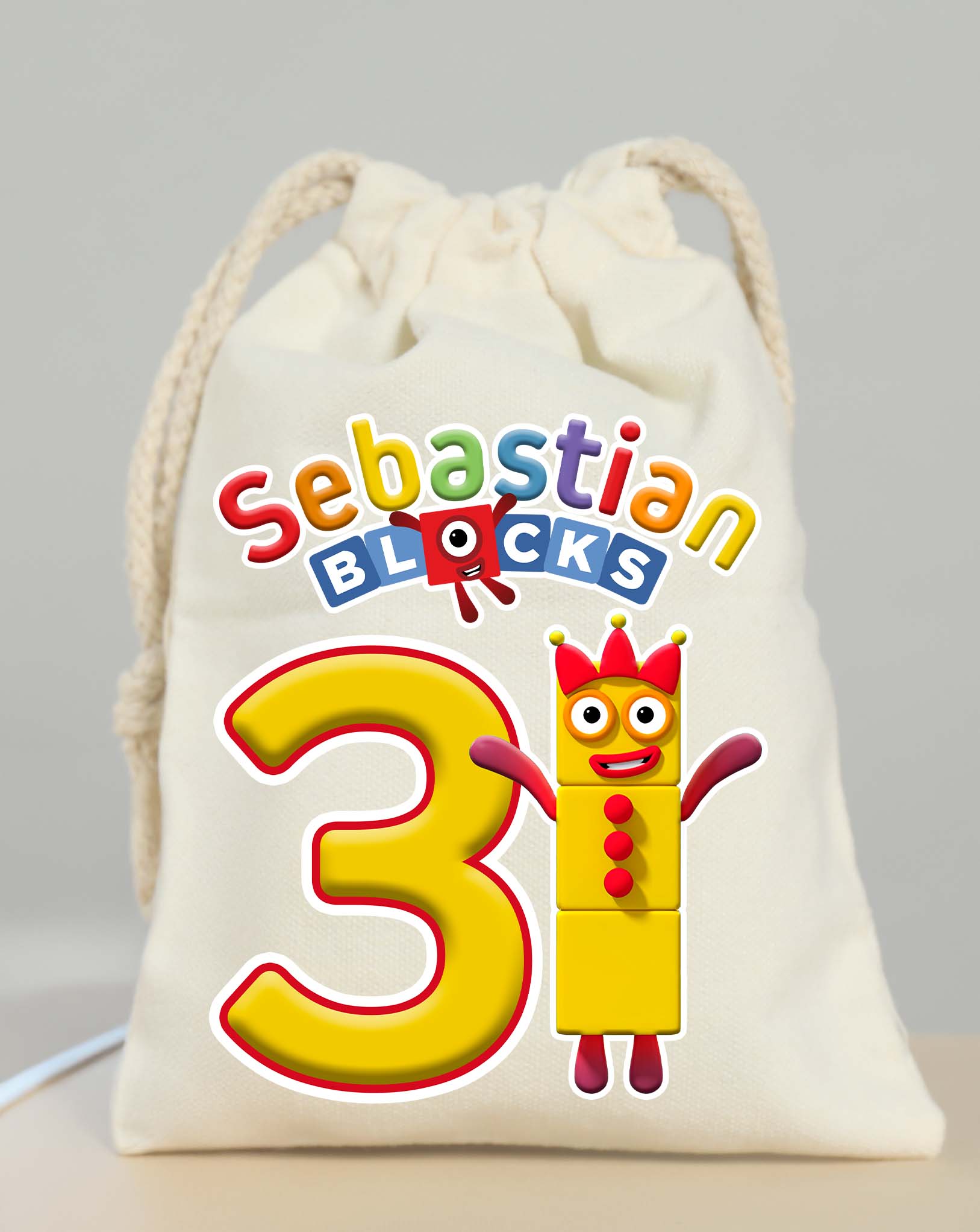Numberblocks 3 Party Bags Custom Name
