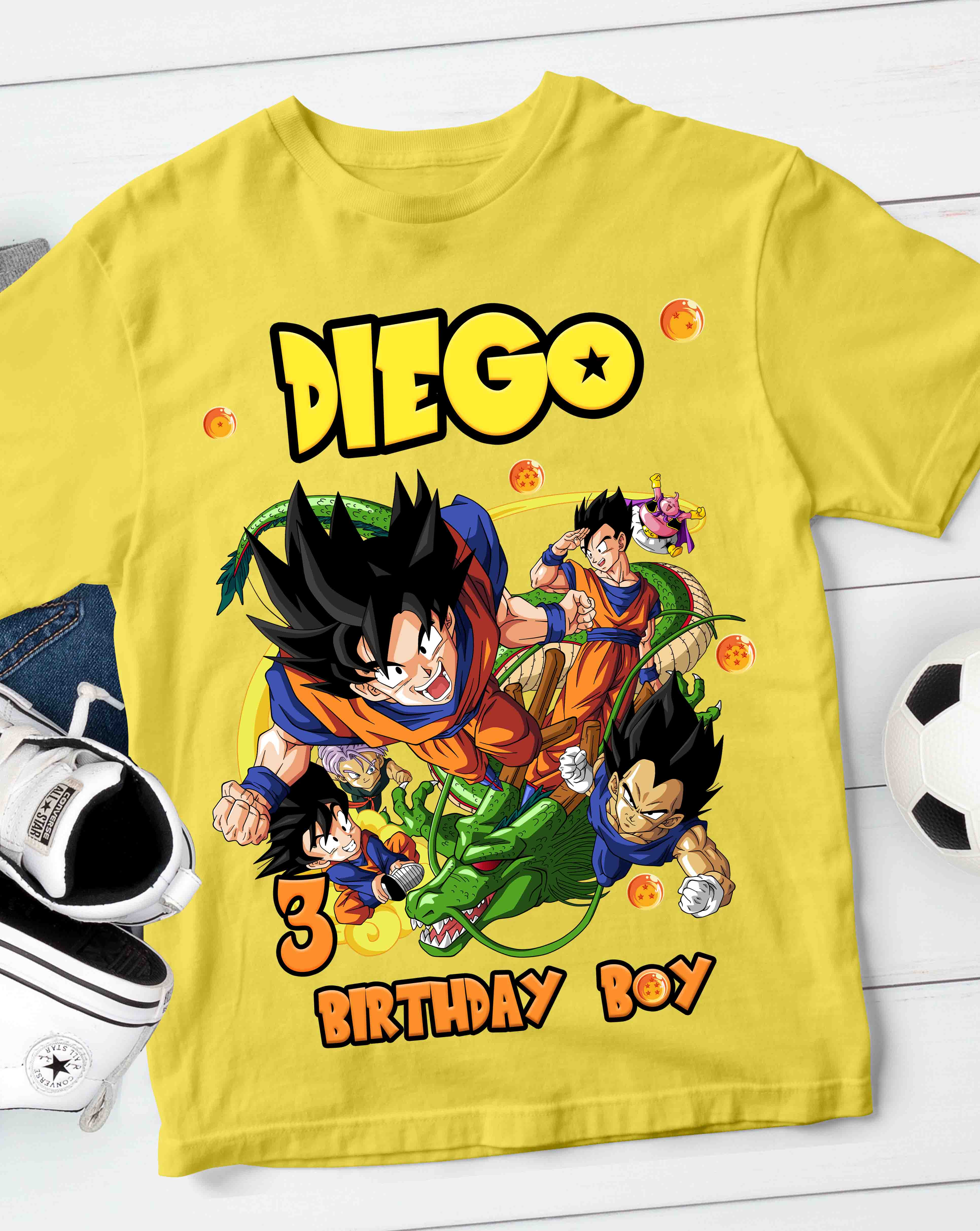Dragon Ball Birthday T-Shirt with Custom Name