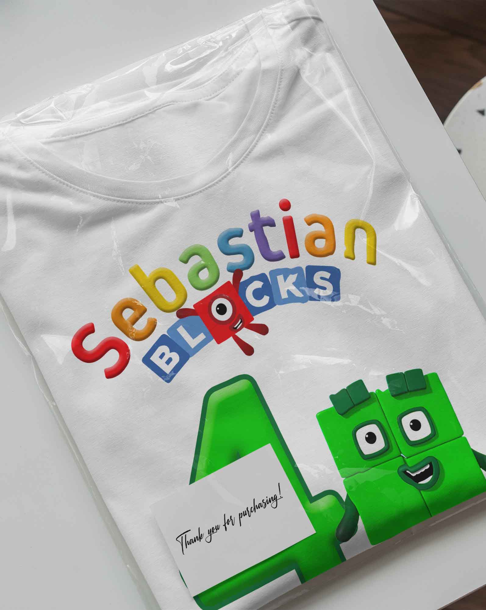 Numberblocks 4 Birthday T-Shirt with Custom Name 