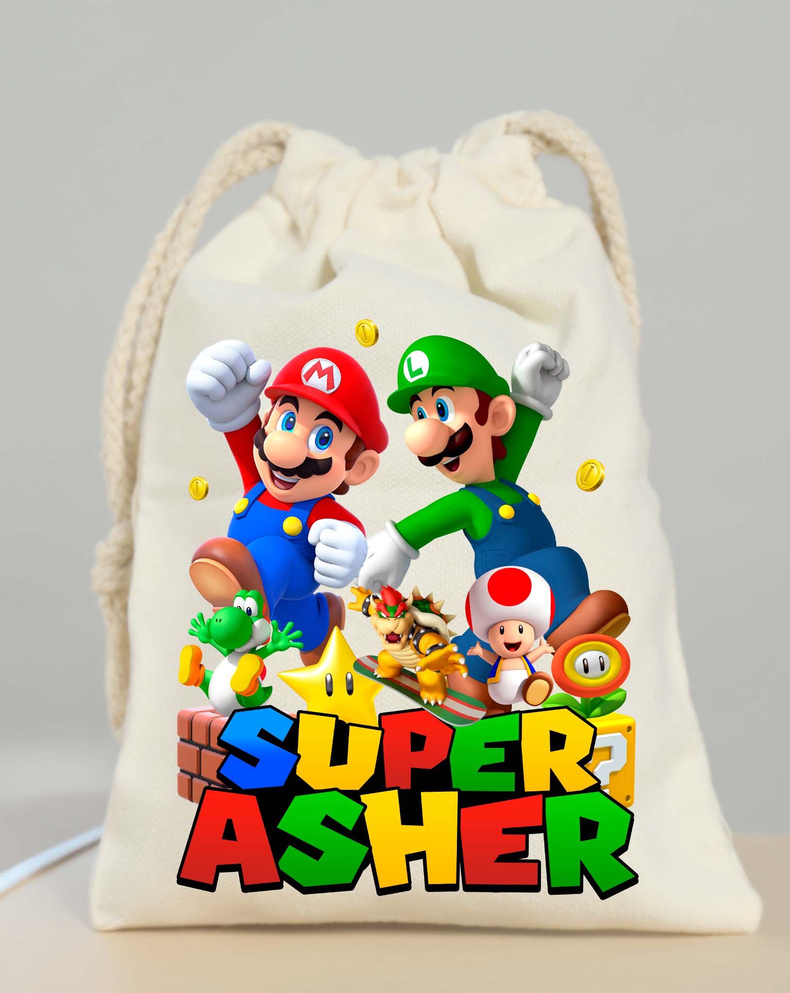 Super Mario Party Bags Custom Name