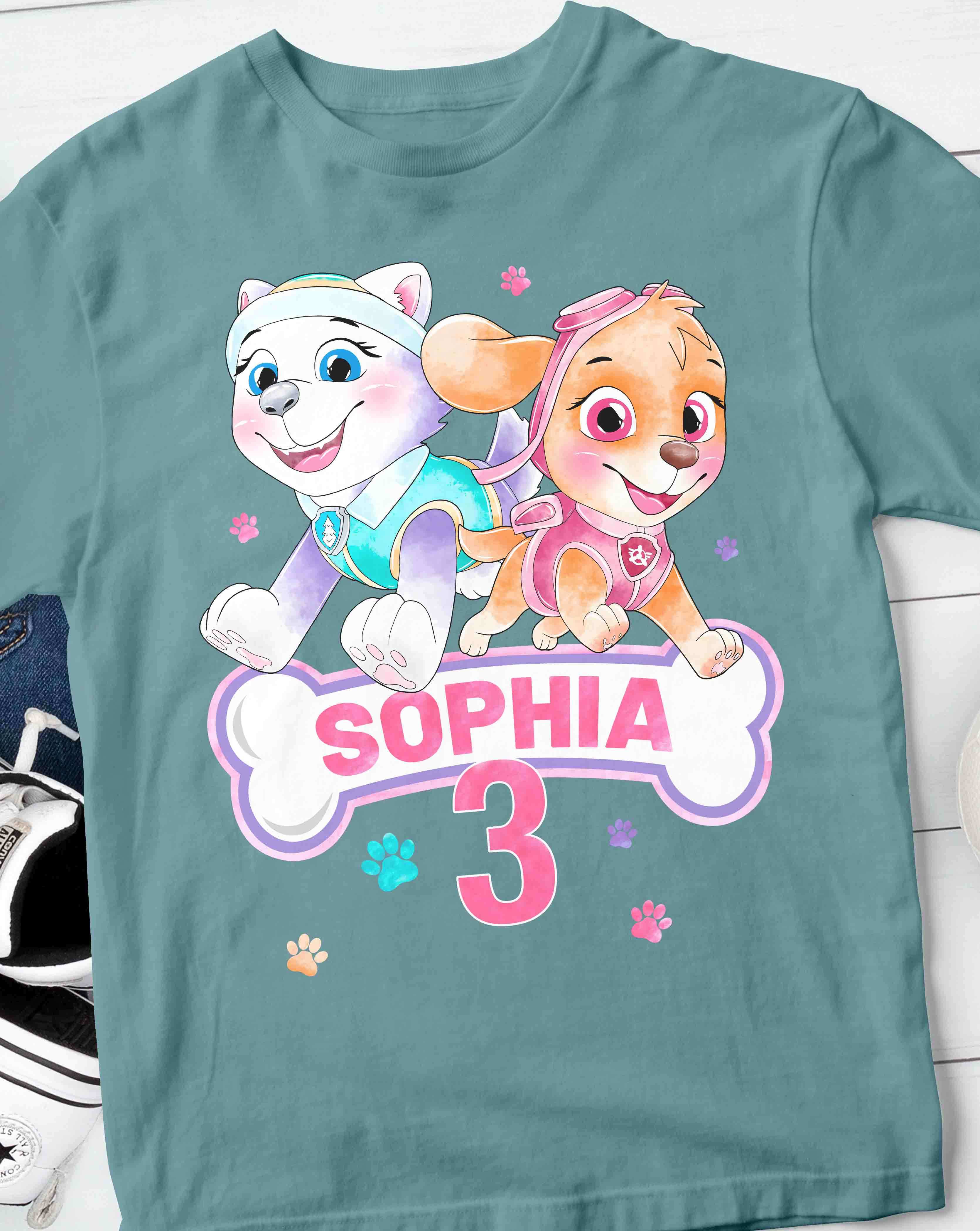 Skye Everest Paw Patrol Birthday T-Shirt with Custom Name
