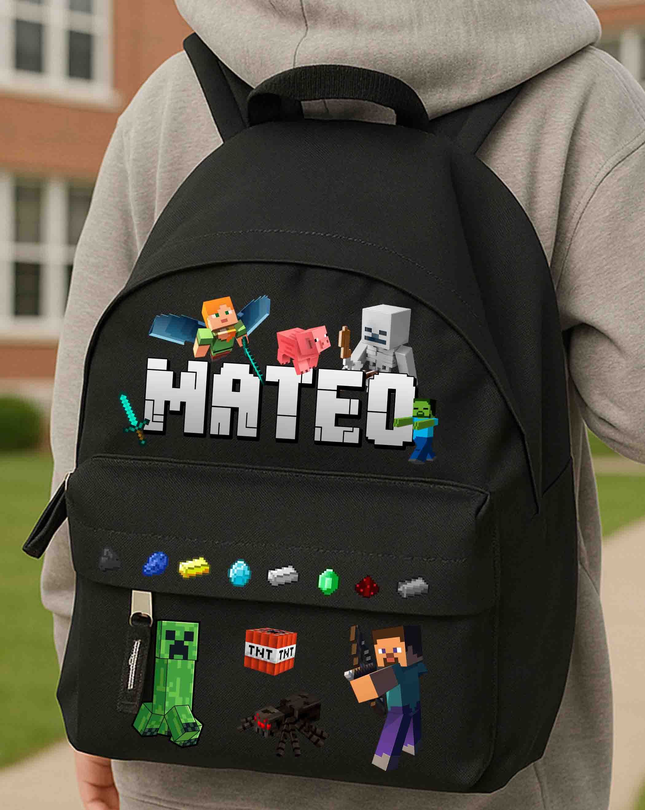 Minecraft Kindergarten Backpack with Name