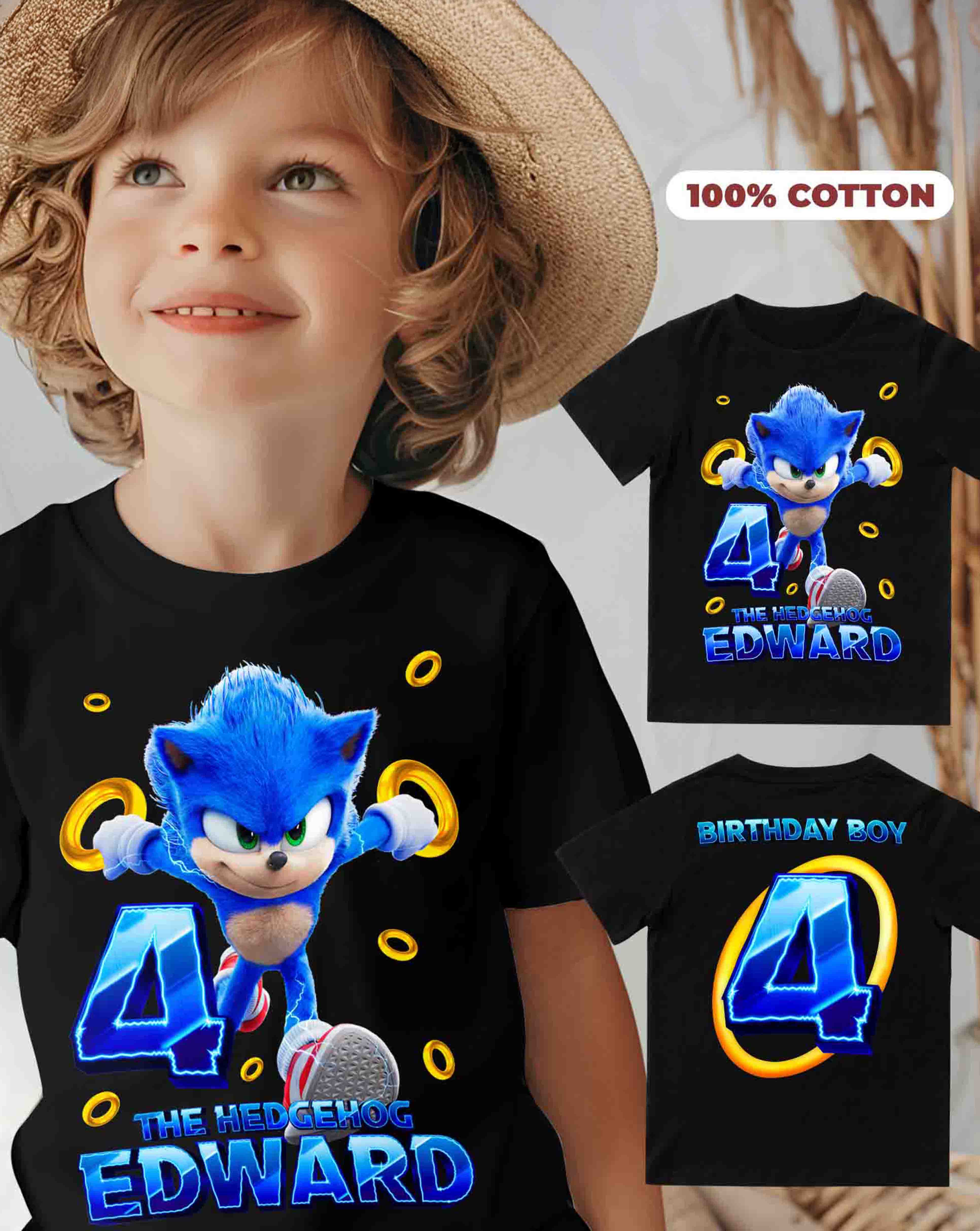 Sonic Birthday T-Shirt with Custom Name