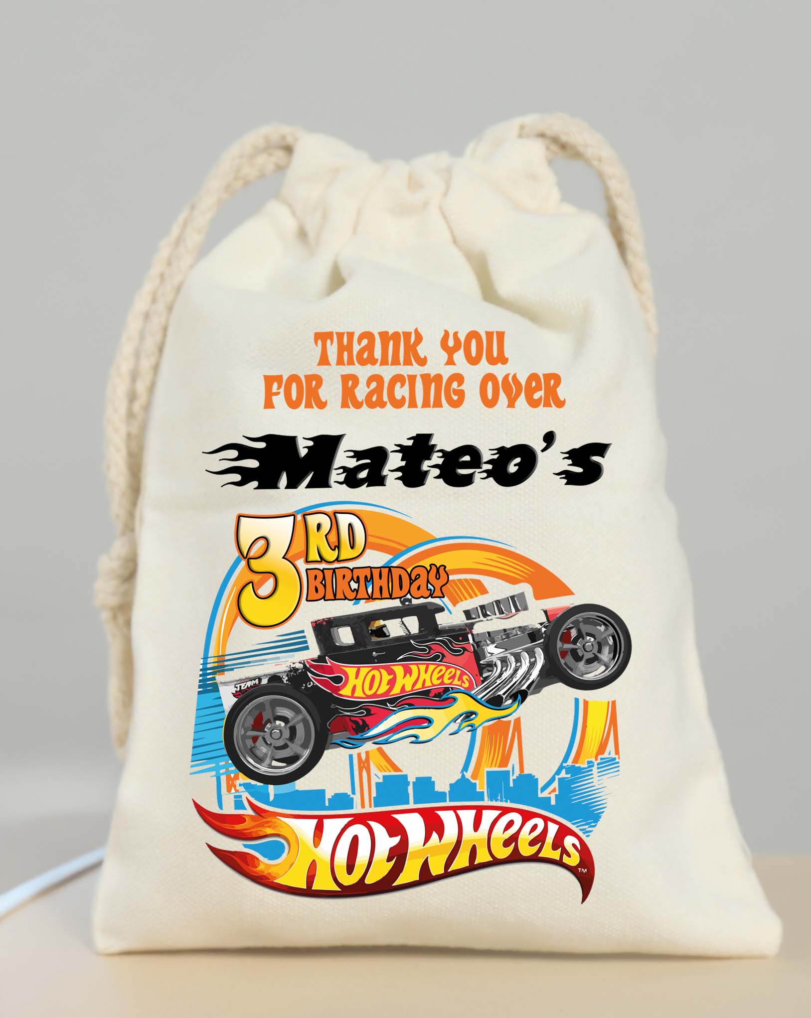 Personalized Hot Wheels Party Bags Custom Name