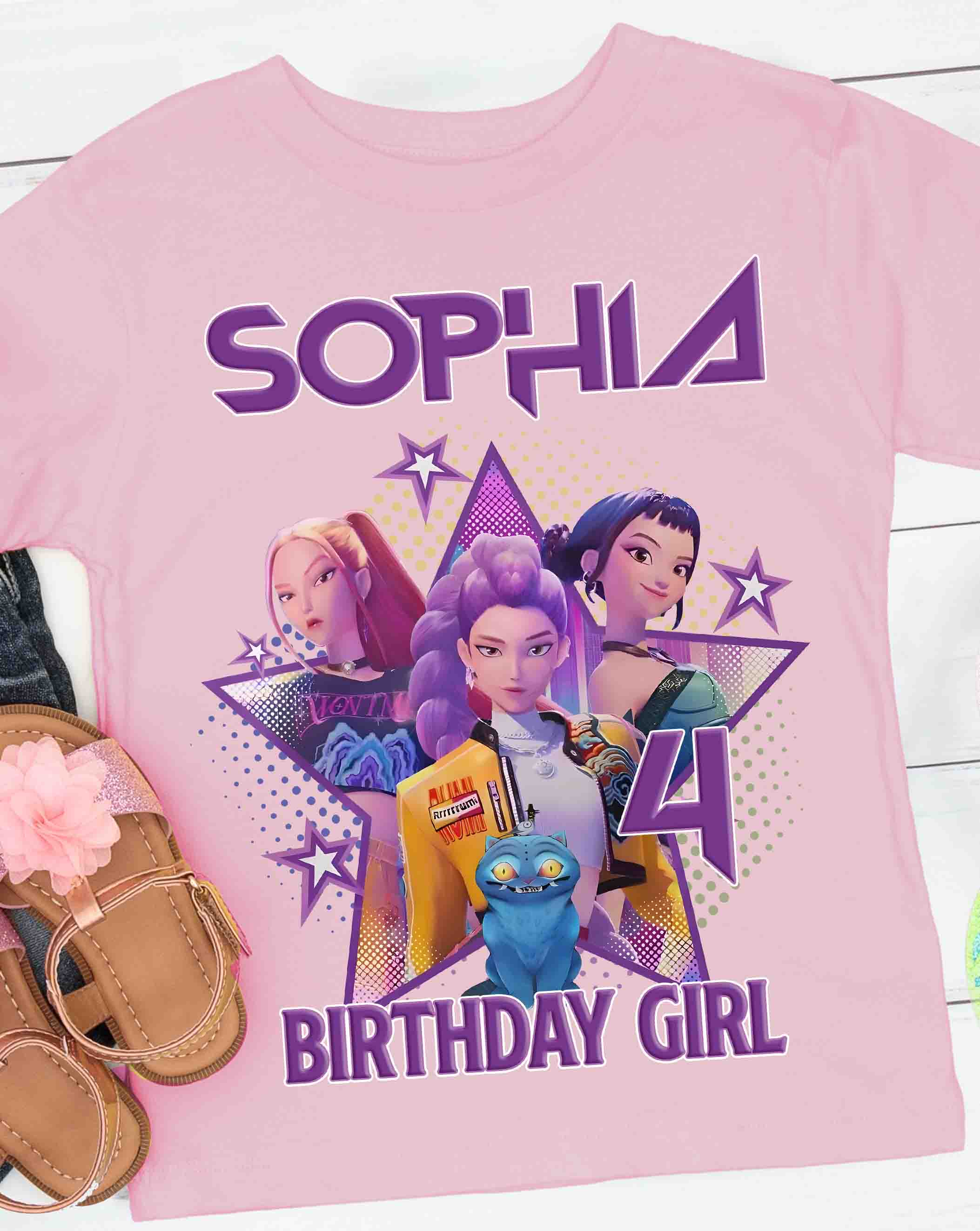 K-POP Demo Hunter Birthday T-Shirt with Custom Name