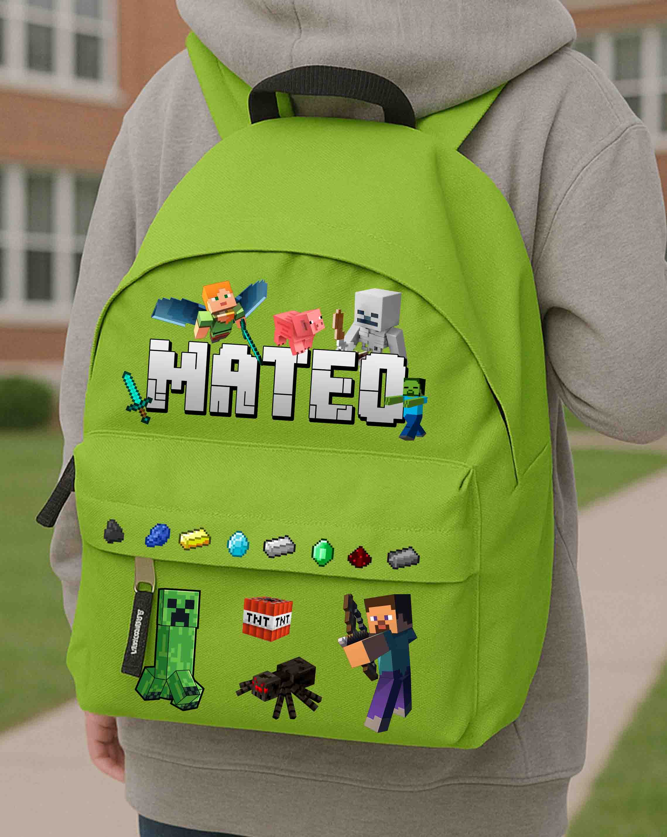 Minecraft Kindergarten Backpack with Name