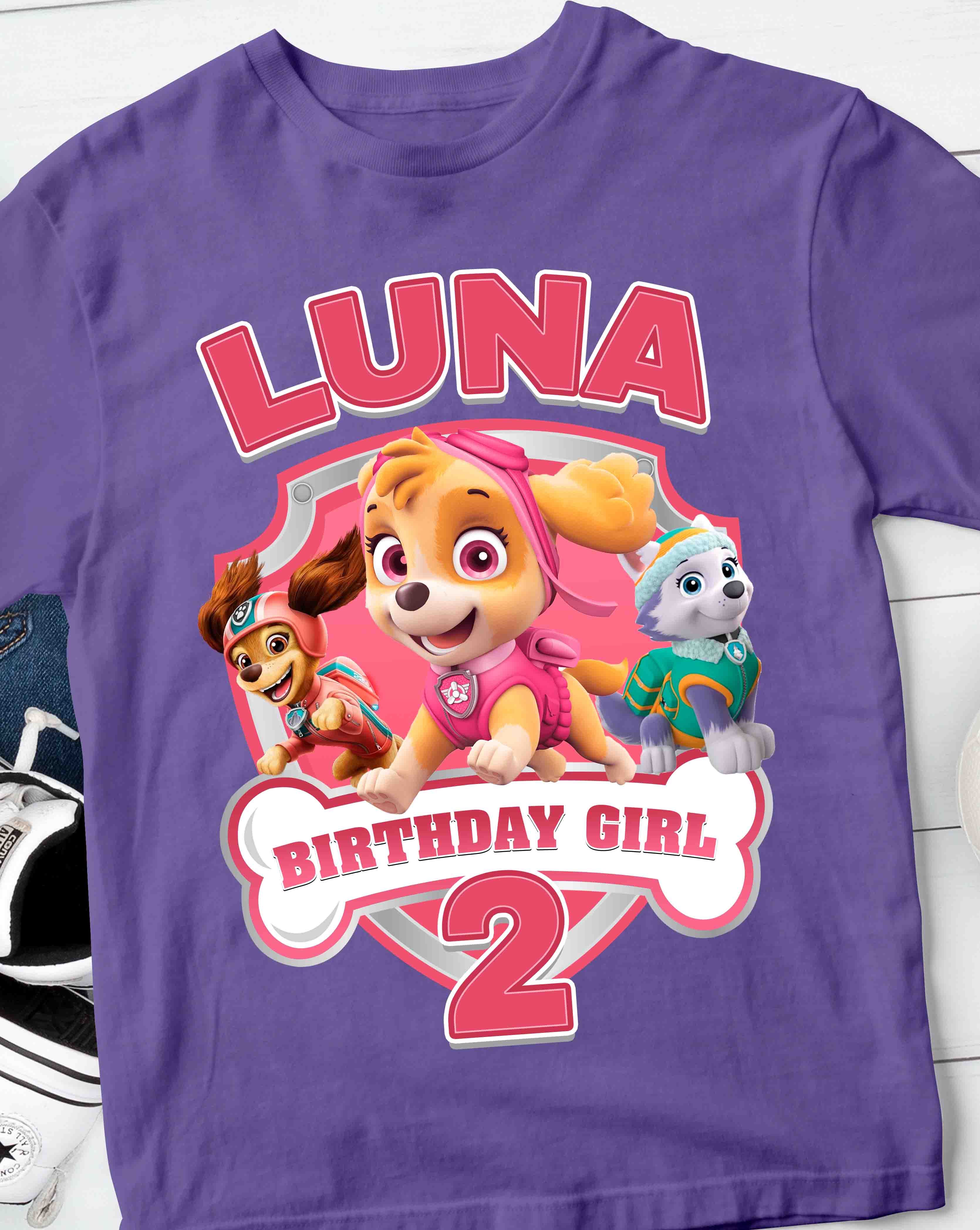 Skye Everest Liberty Paw Patrol Birthday T-Shirt with Custom Name