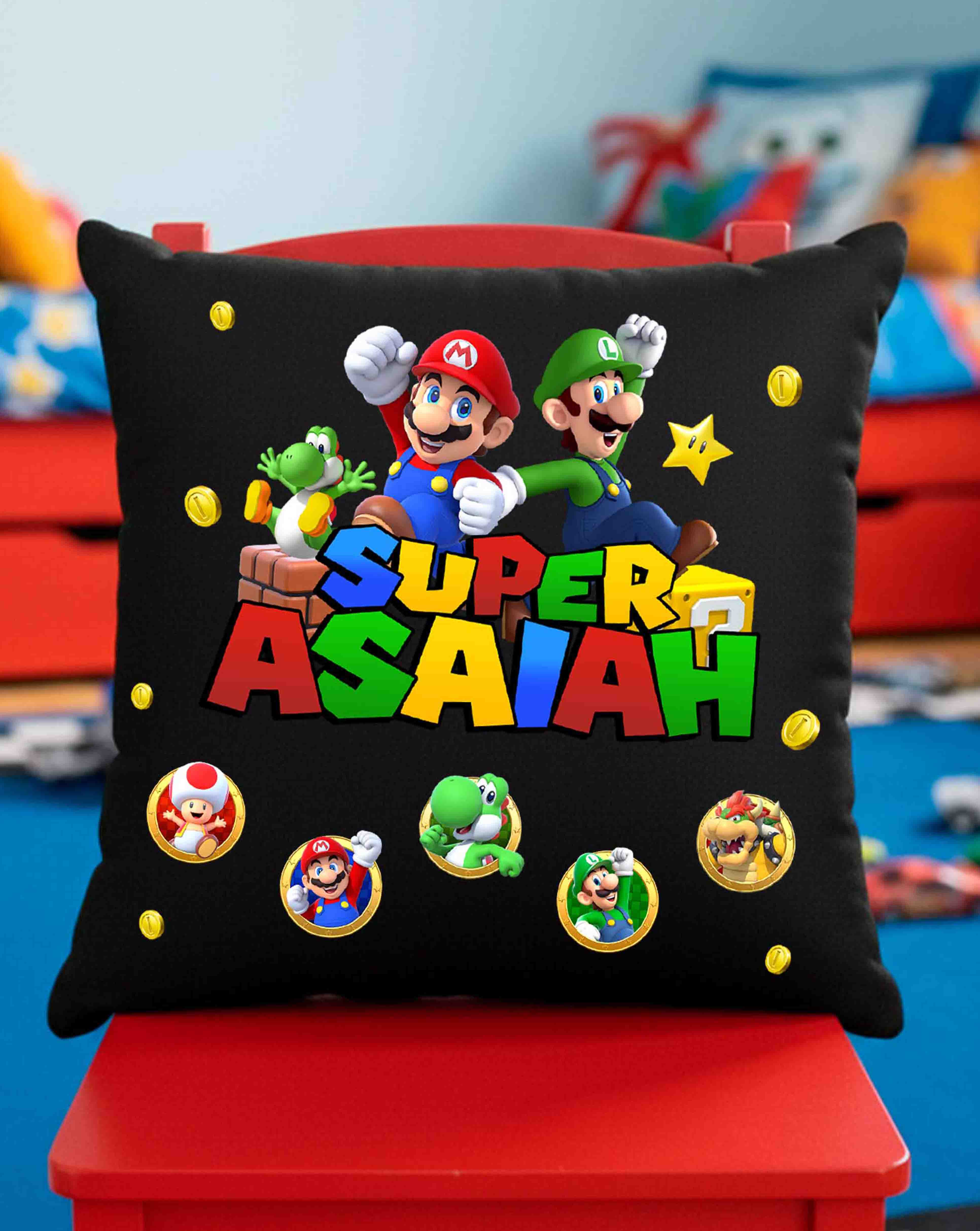 Super Mario Custom Pillow with name