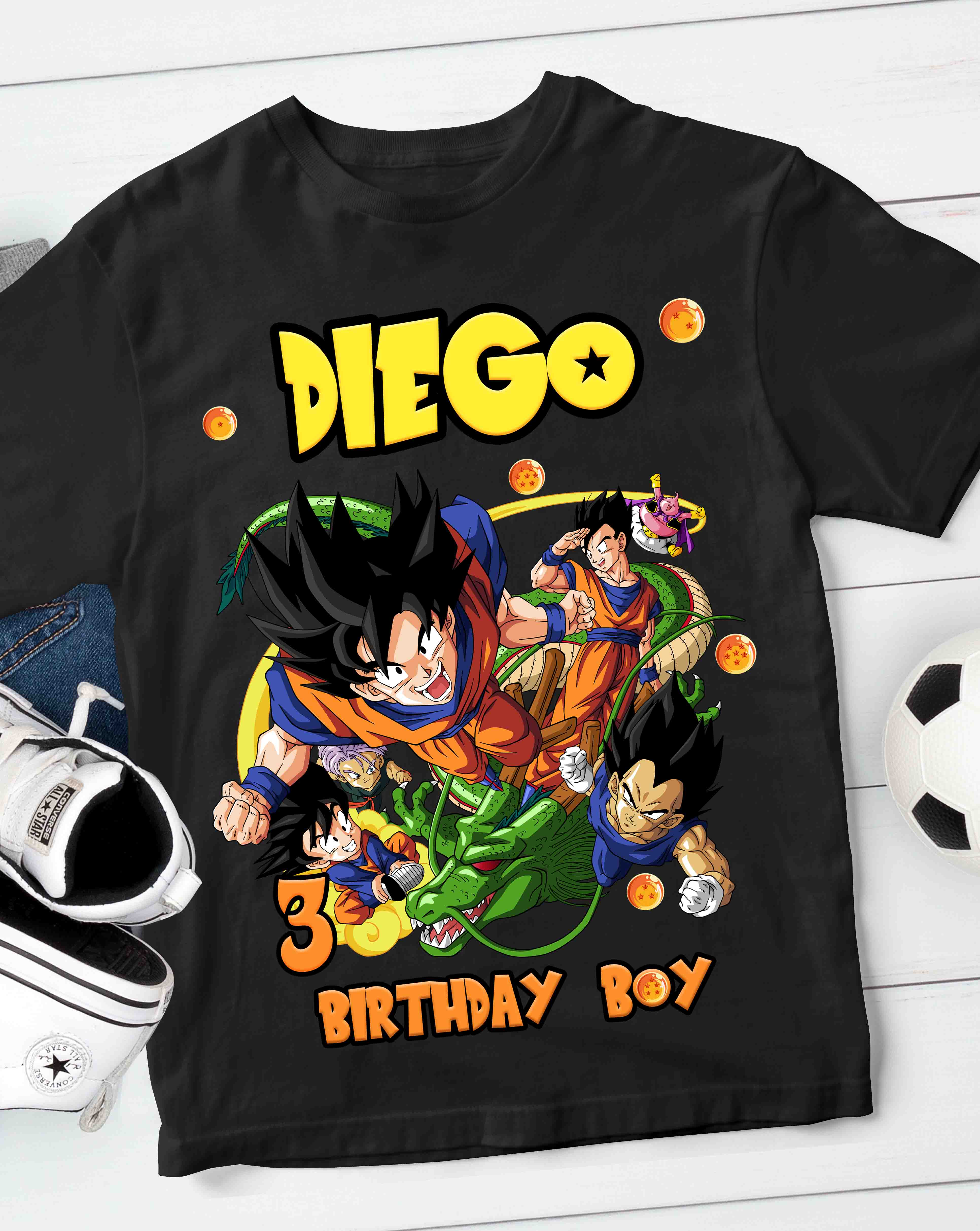Dragon Ball Birthday T-Shirt with Custom Name