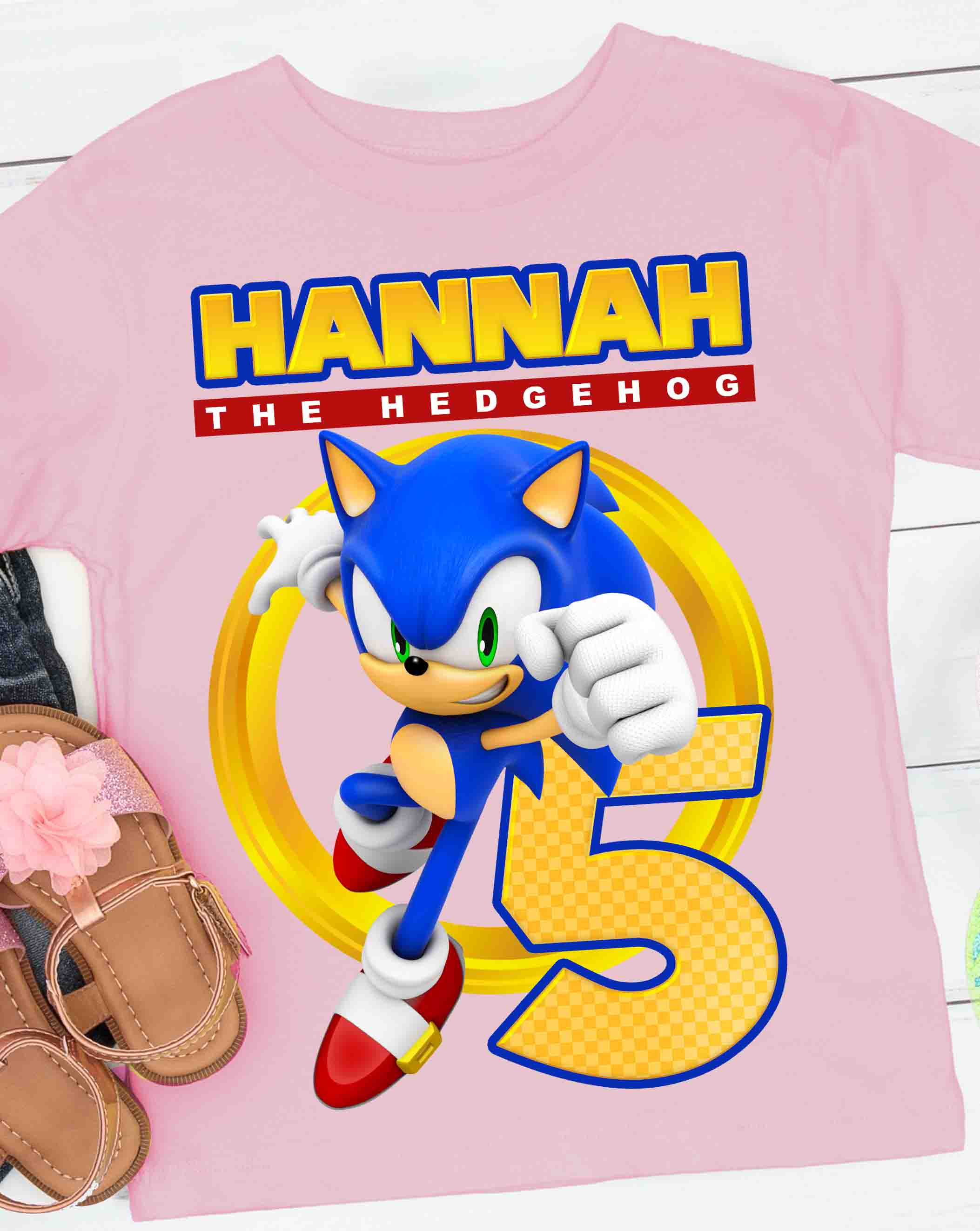 Sonic Birthday T-Shirt with Custom Name