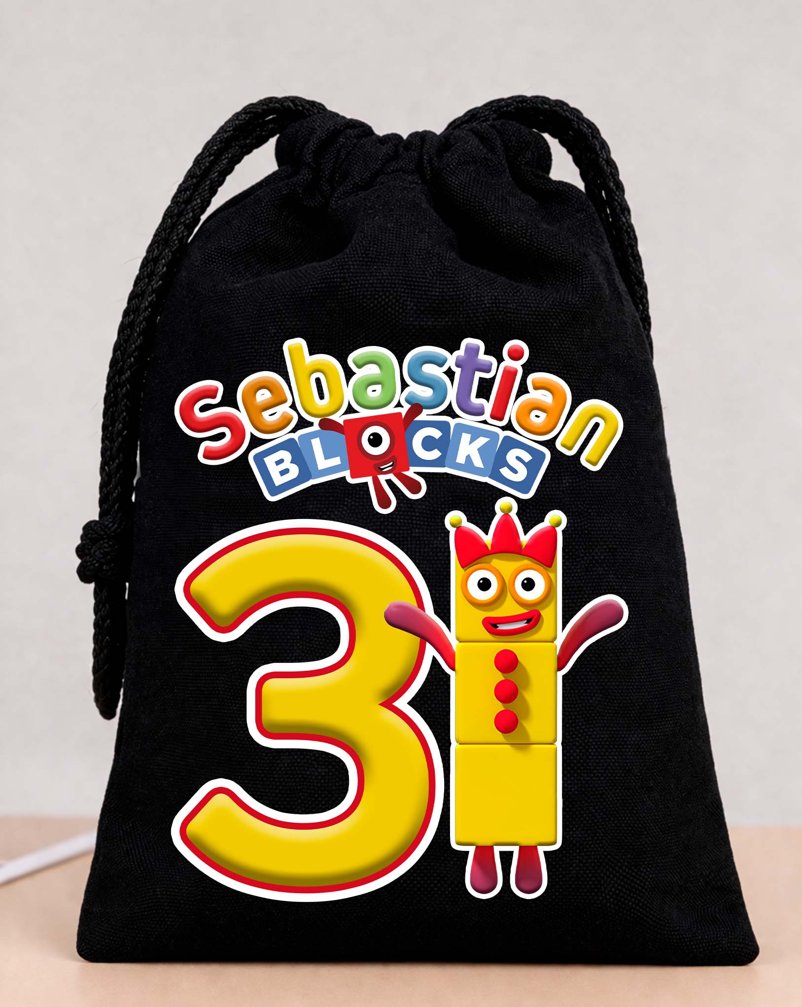 Numberblocks 3 Party Bags Custom Name