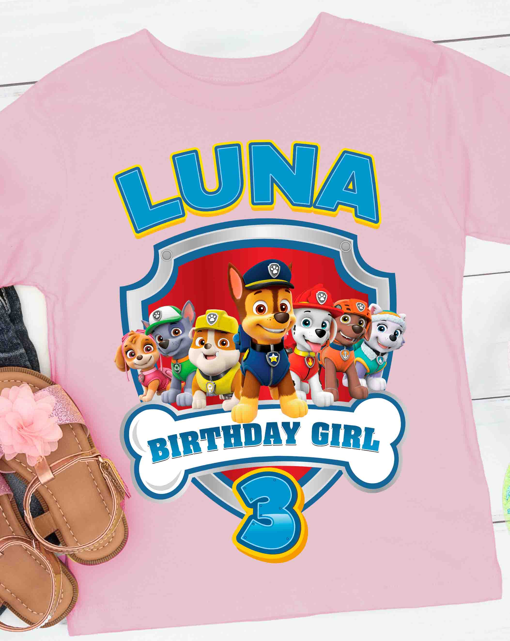 Paw Patrol Birthday T-Shirt with Custom Name