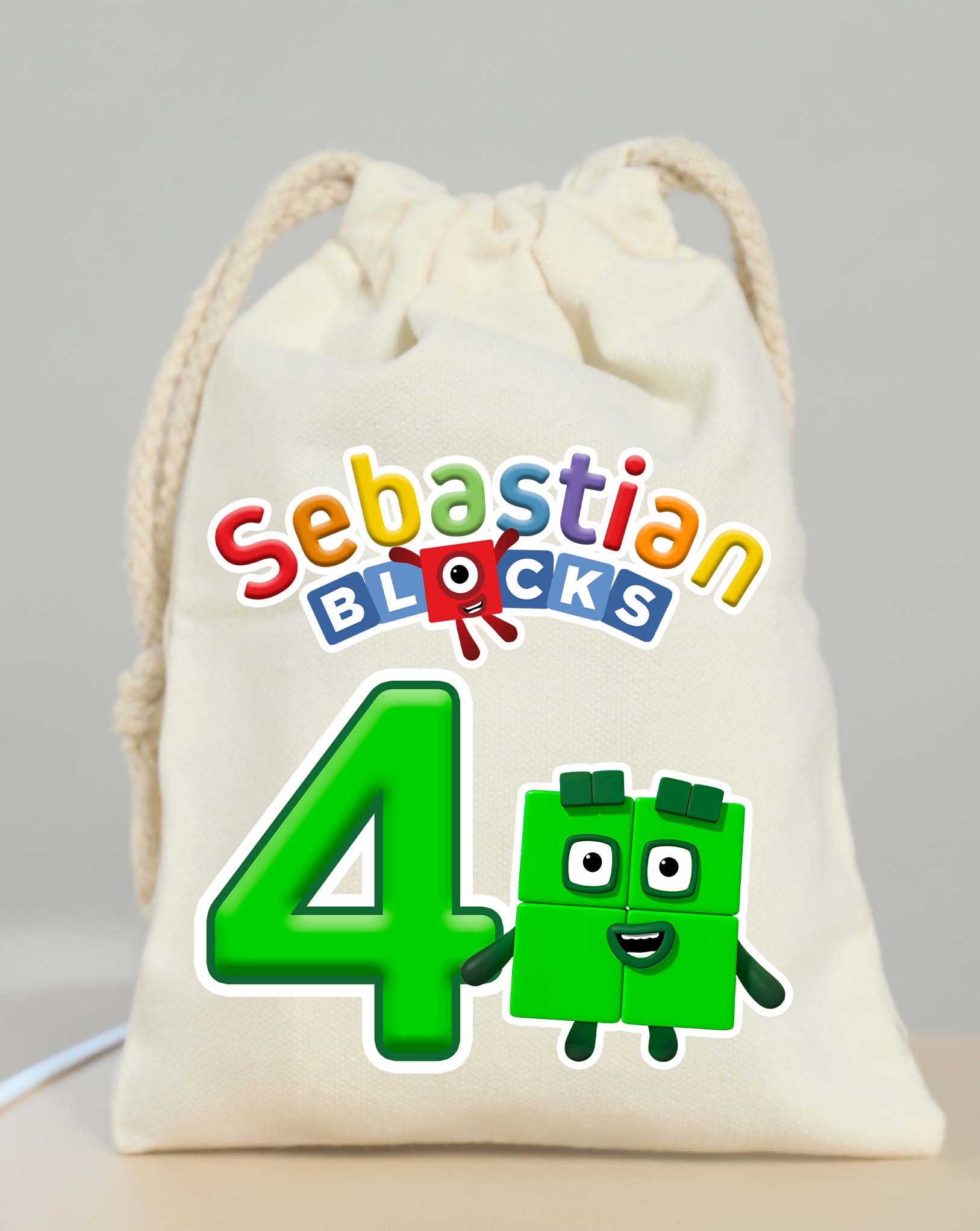 Numberblocks 4 Party Bags Custom Name