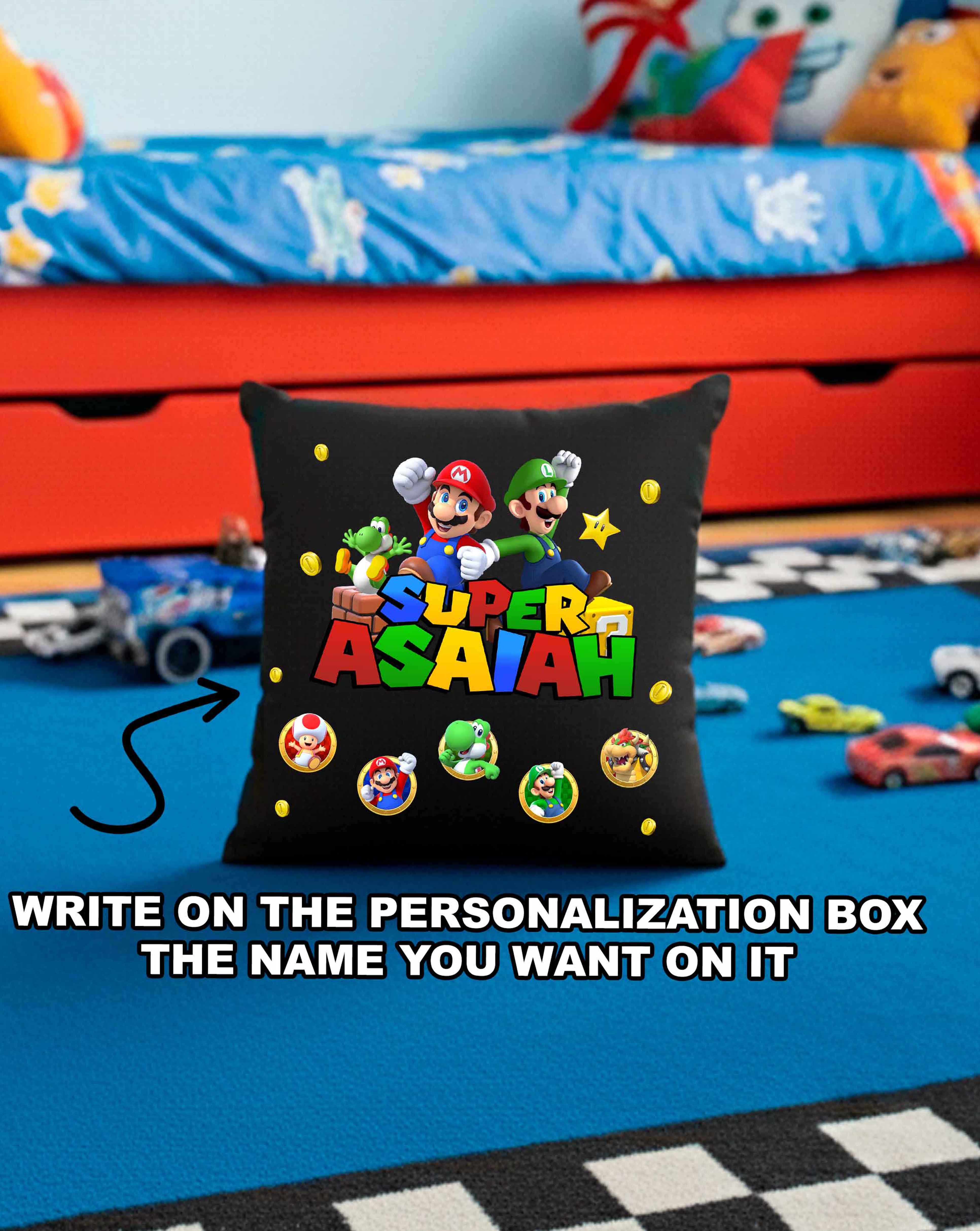 Super Mario Custom Pillow with name