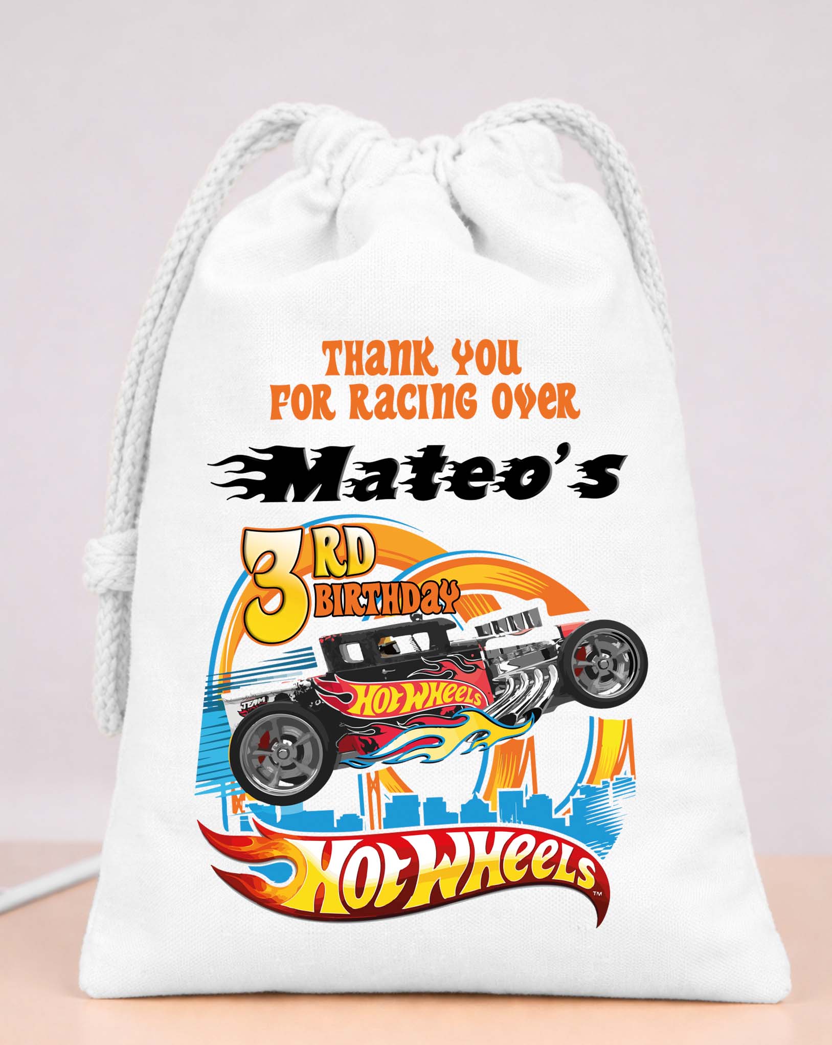 Personalized Hot Wheels Party Bags Custom Name