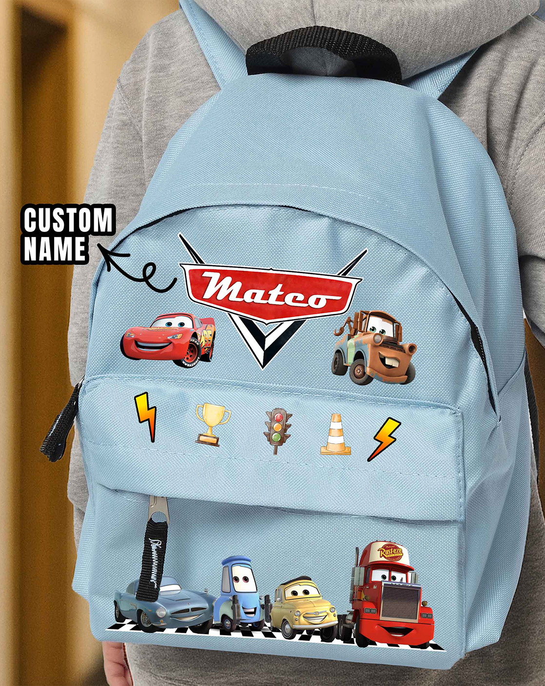Cars School Backpack with Name