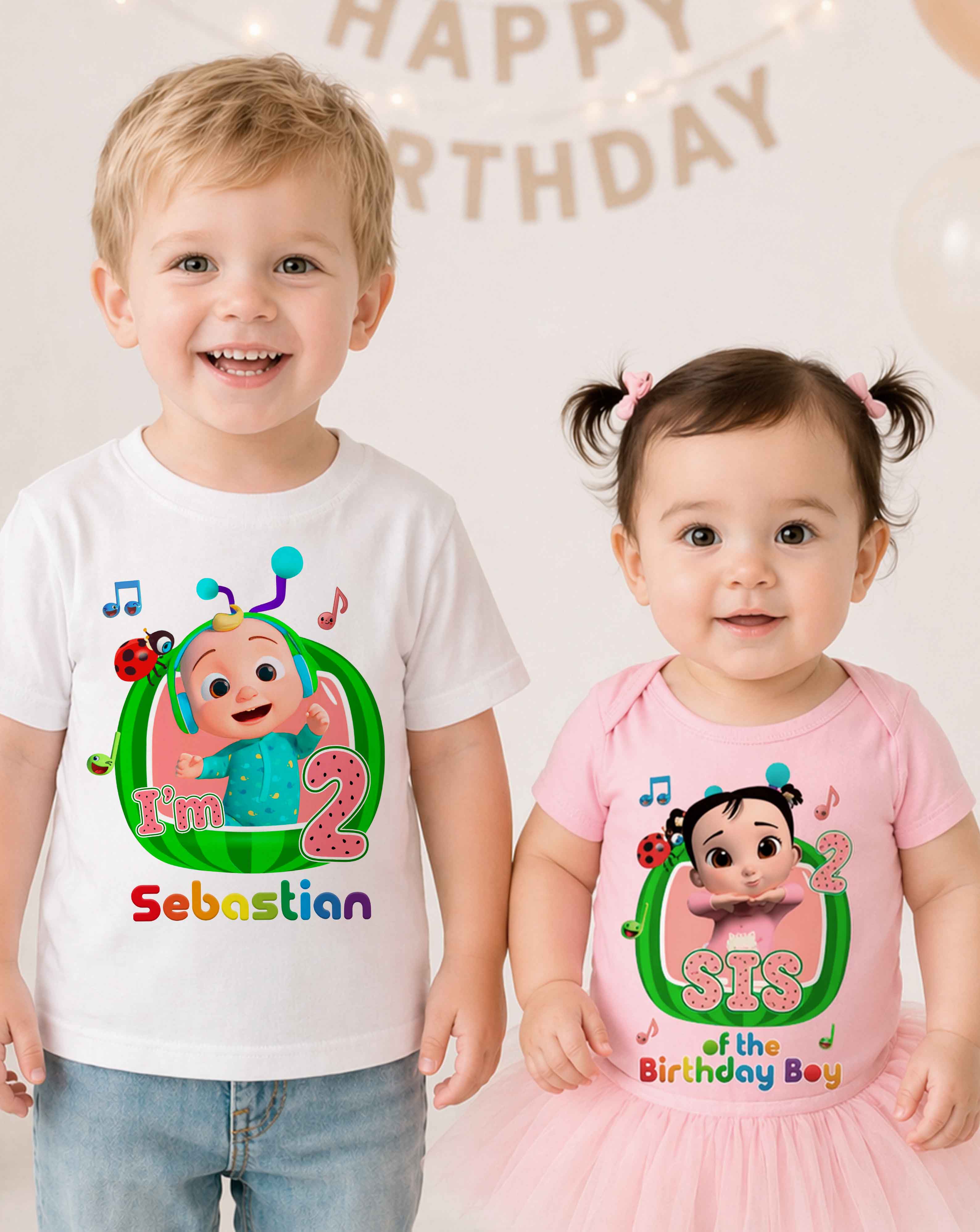 Cocomelon Personalized Birthday T-Shirt with Custom Name and age