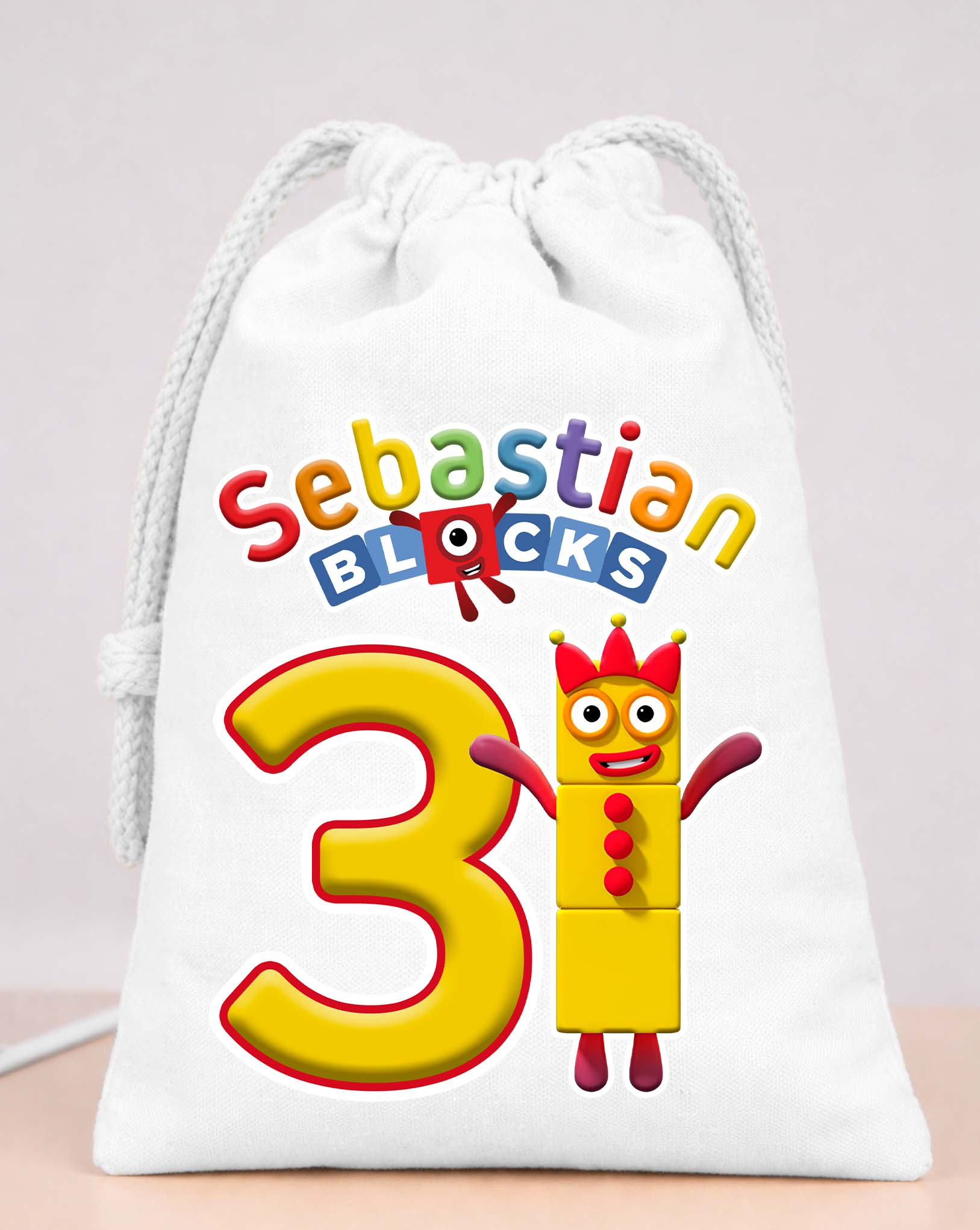 Numberblocks 3 Party Bags Custom Name