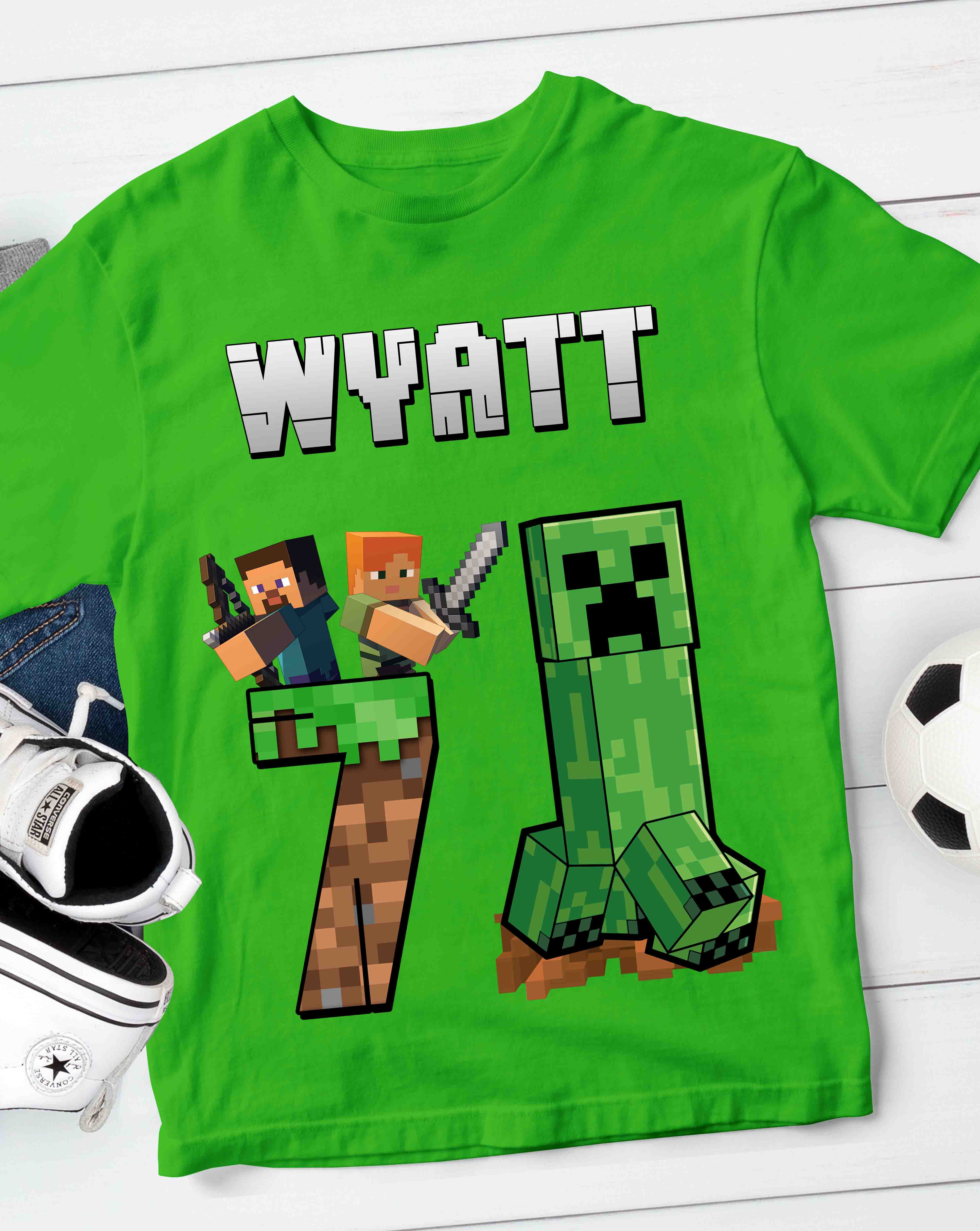 Minecraft Birthday T-Shirt with Custom Name