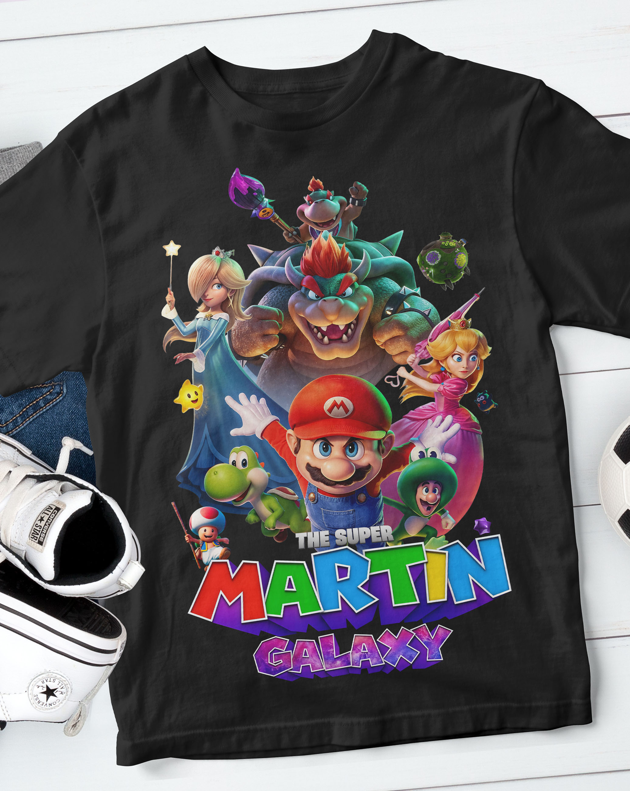 Mario Galaxy T-Shirt with Custom Name