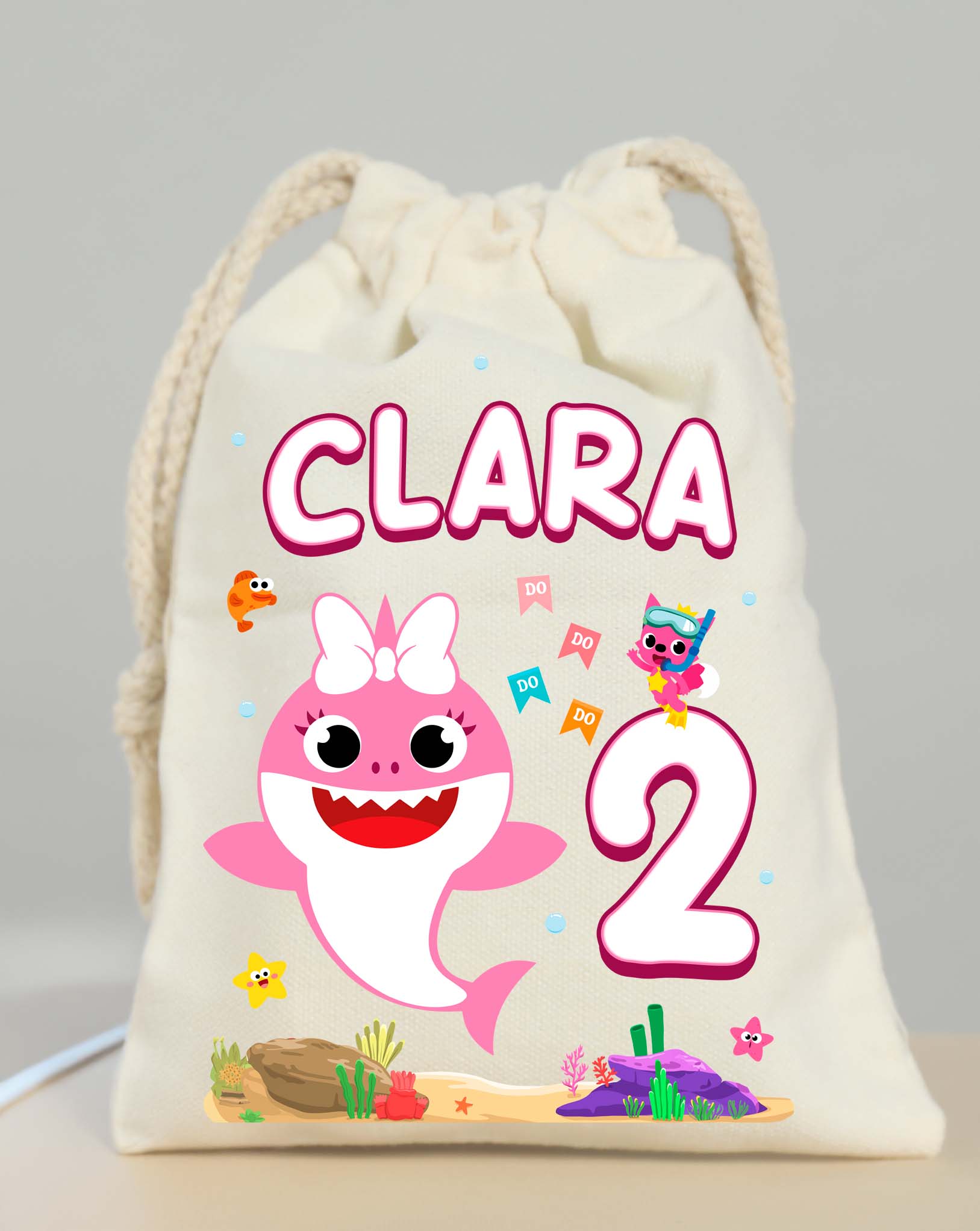Baby Shark Girl Birthday Bags Custom Name 