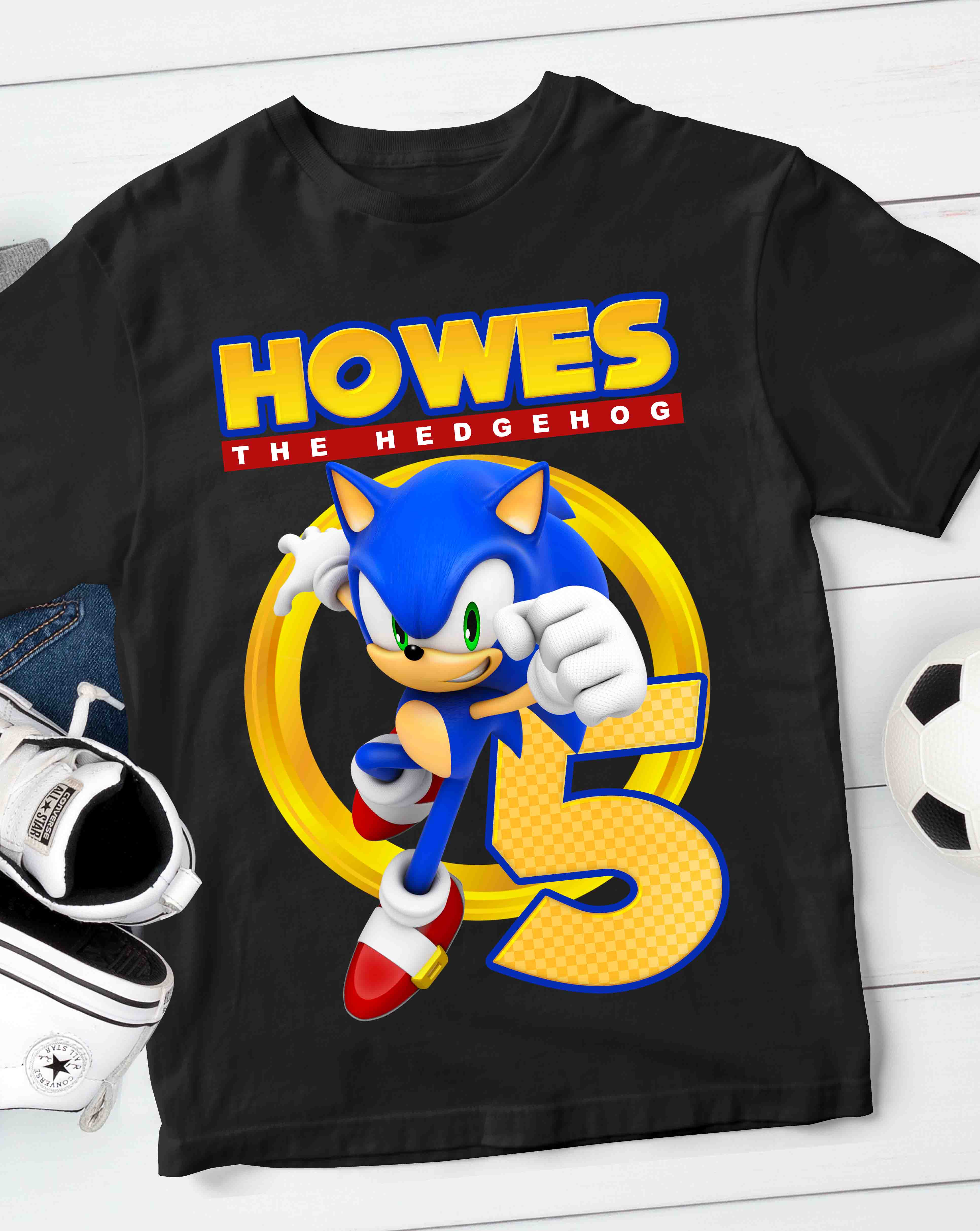 Sonic Birthday T-Shirt with Custom Name