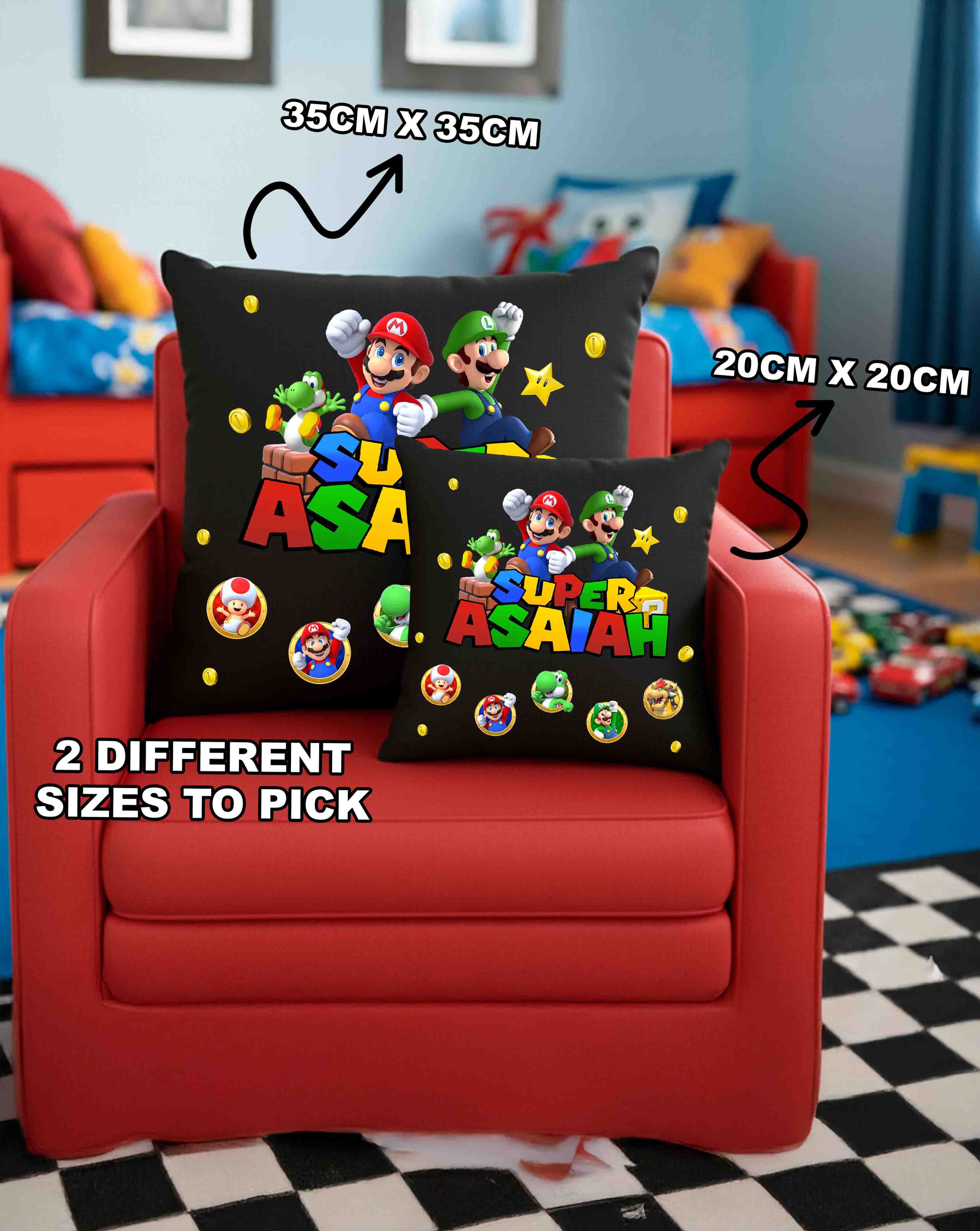 Super Mario Custom Pillow with name 