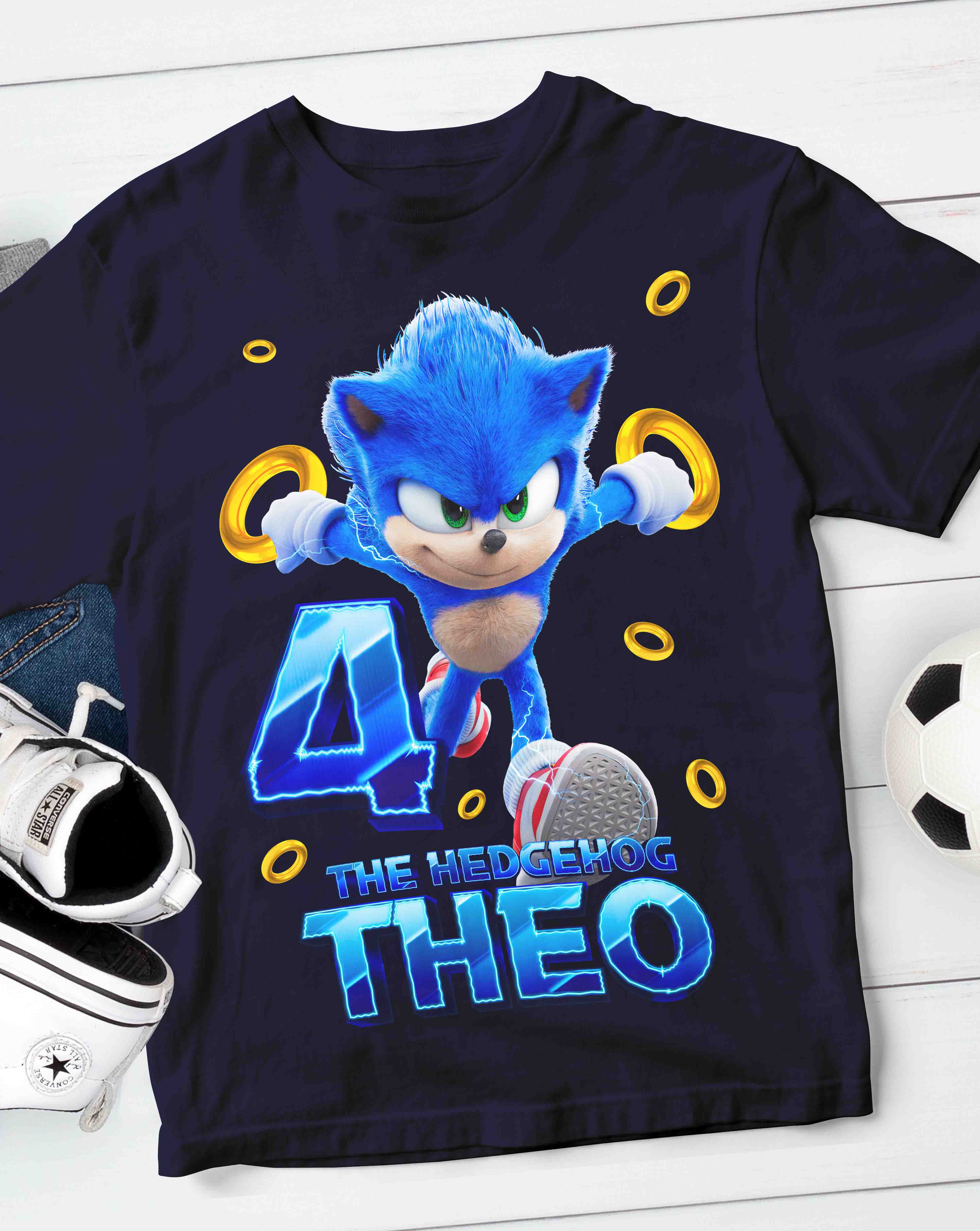Sonic Birthday T-Shirt with Custom Name