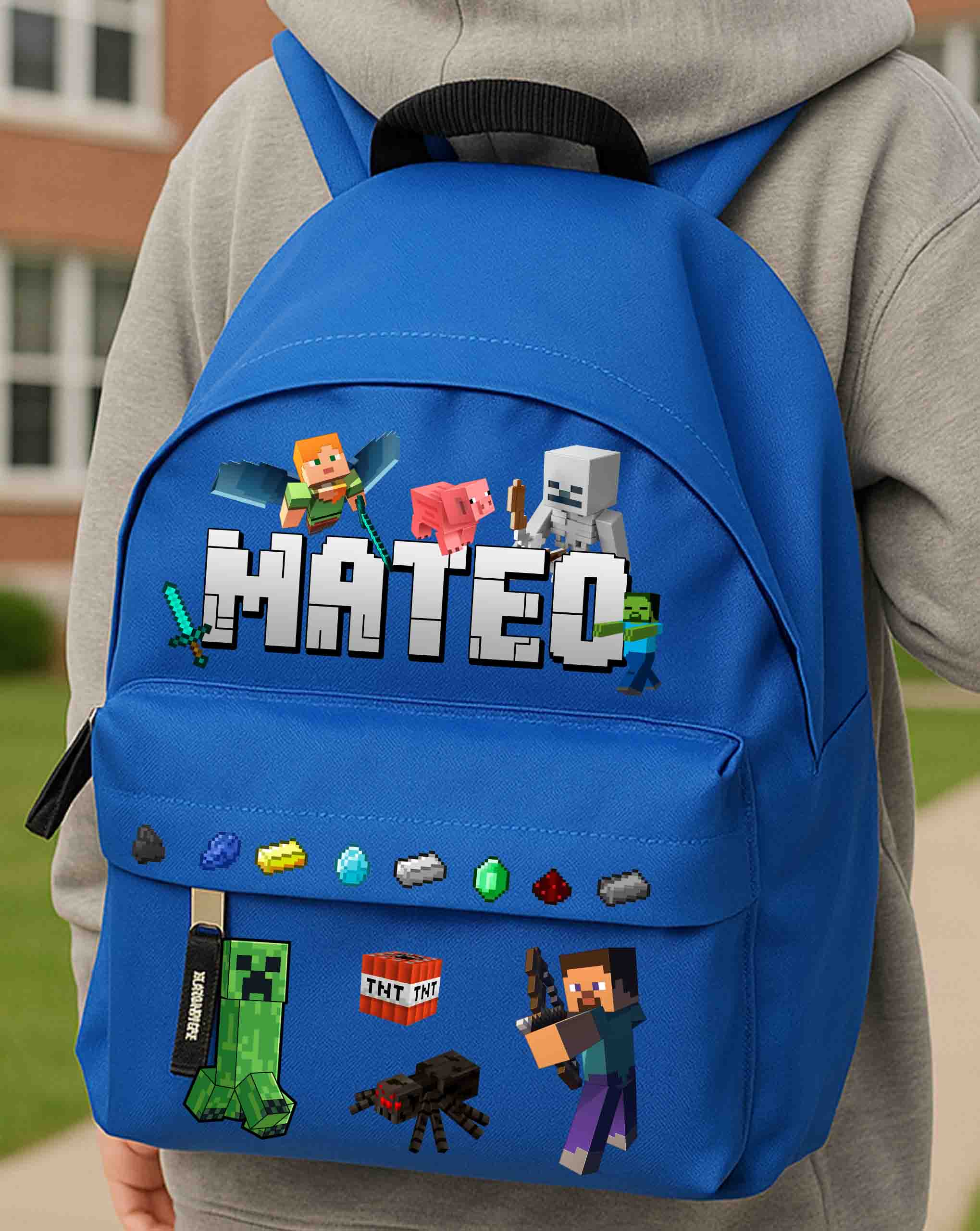 Minecraft Kindergarten Backpack with Name