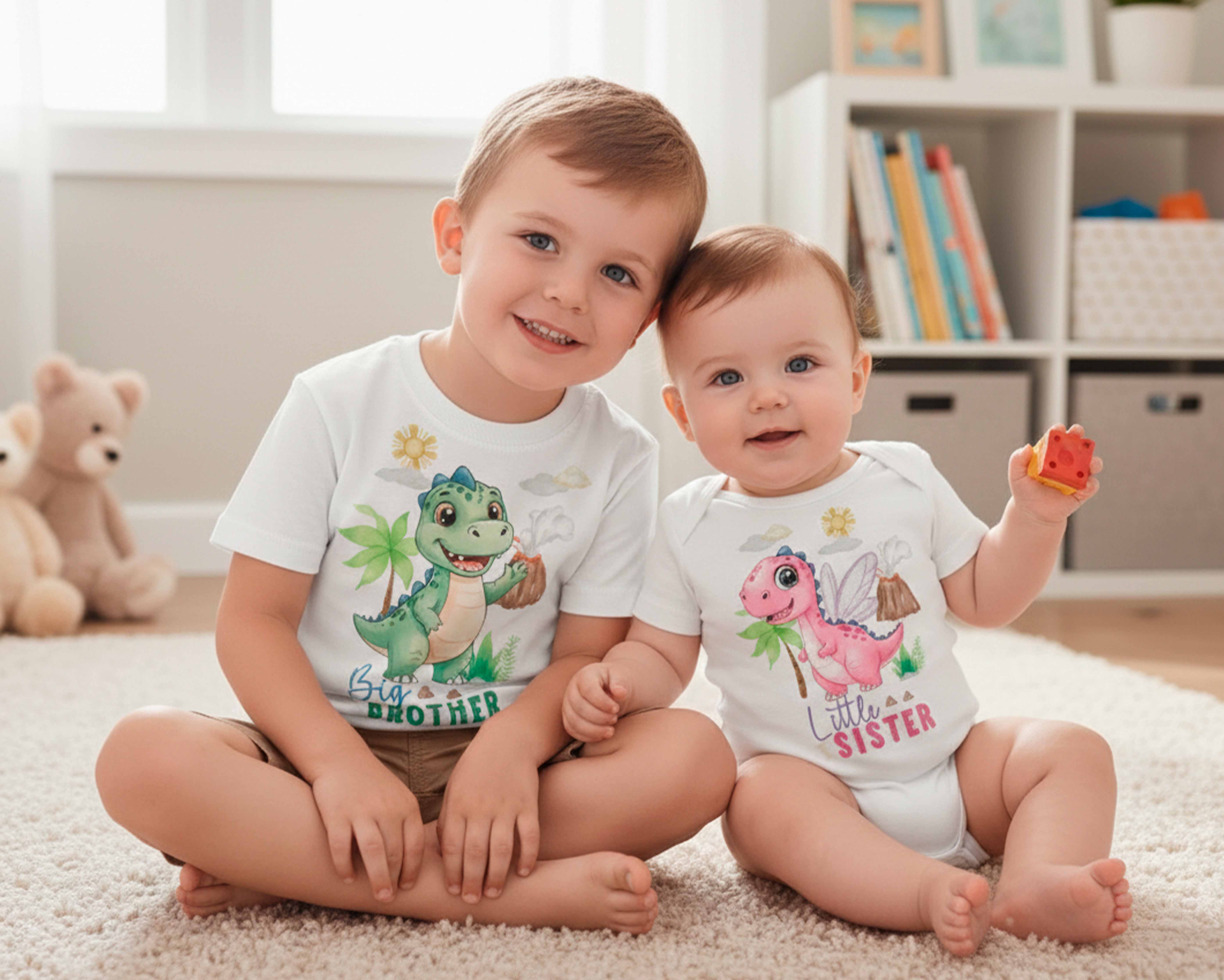 Dinosaur Big Brother / Little Sister, Matching Outfit